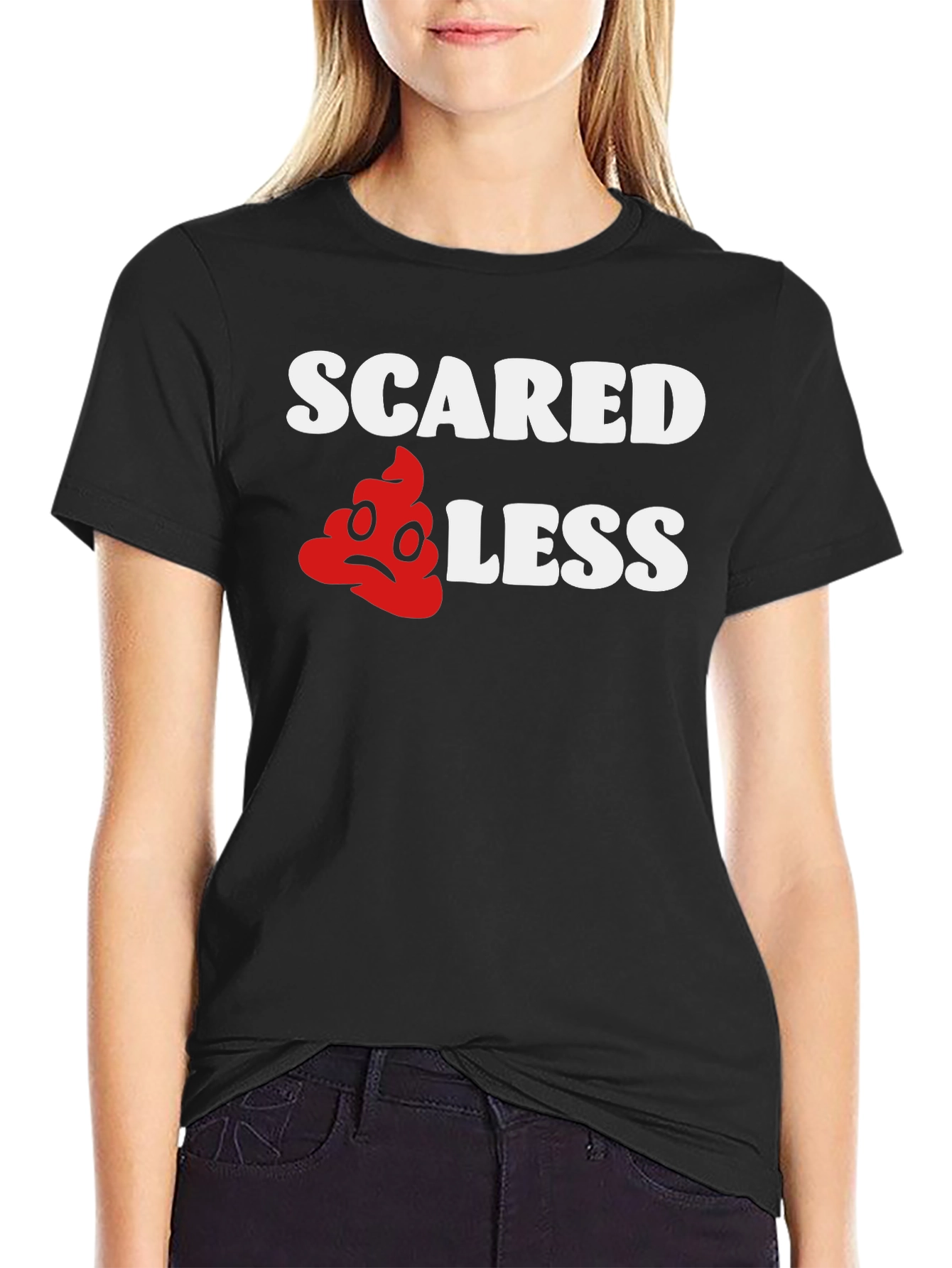 Black Scared Less Funny Graphic T-Shirt view 2