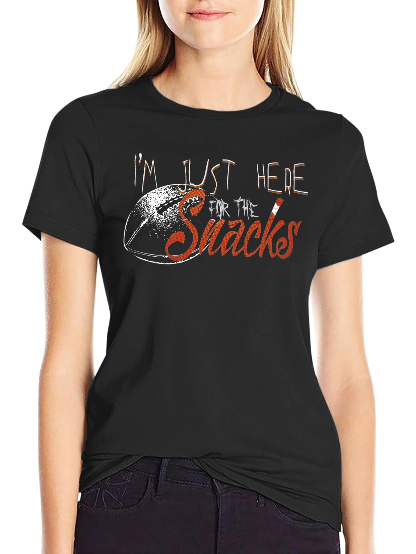 Black I'm Just Here For The Snacks Black T-Shirt view 2