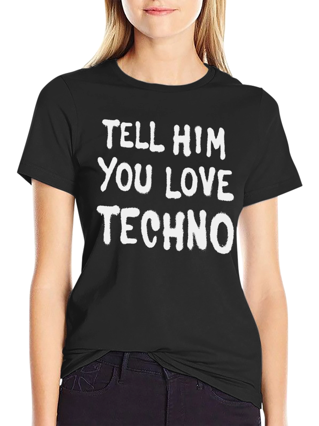 Black Tell Him You Love Techno Graphic Tee view 2