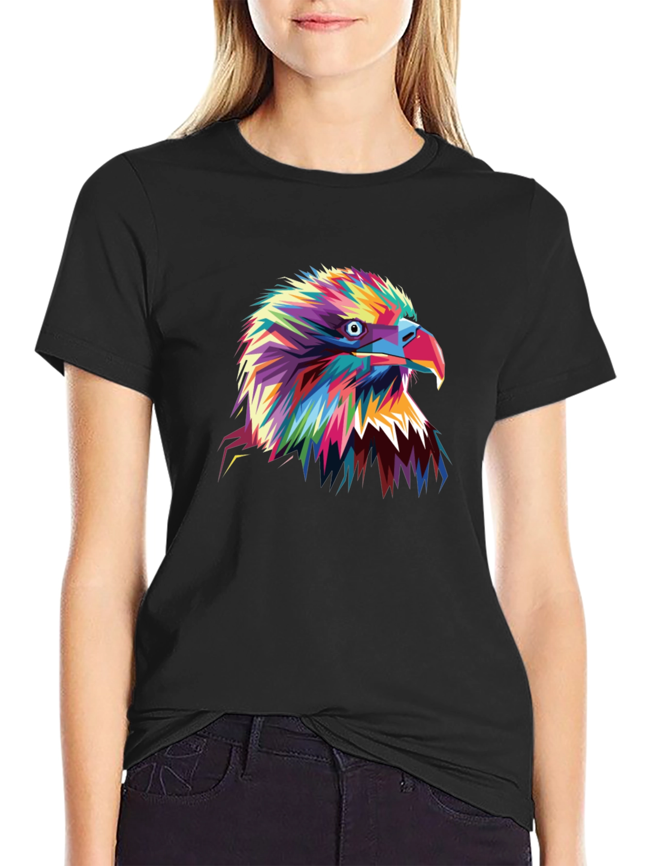 Black Bold Eagle Graphic Tee - Vibrant Colors view 2