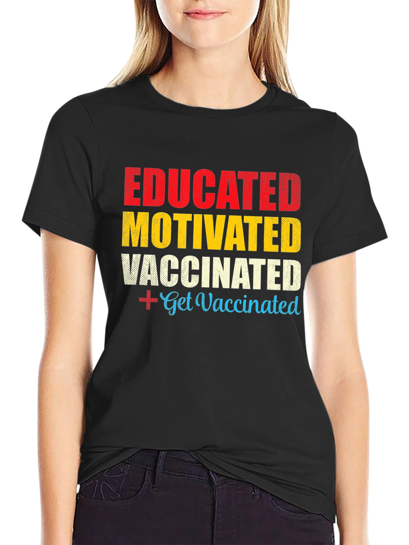 Black Educated Motivated Vaccinated T-Shirt view 2