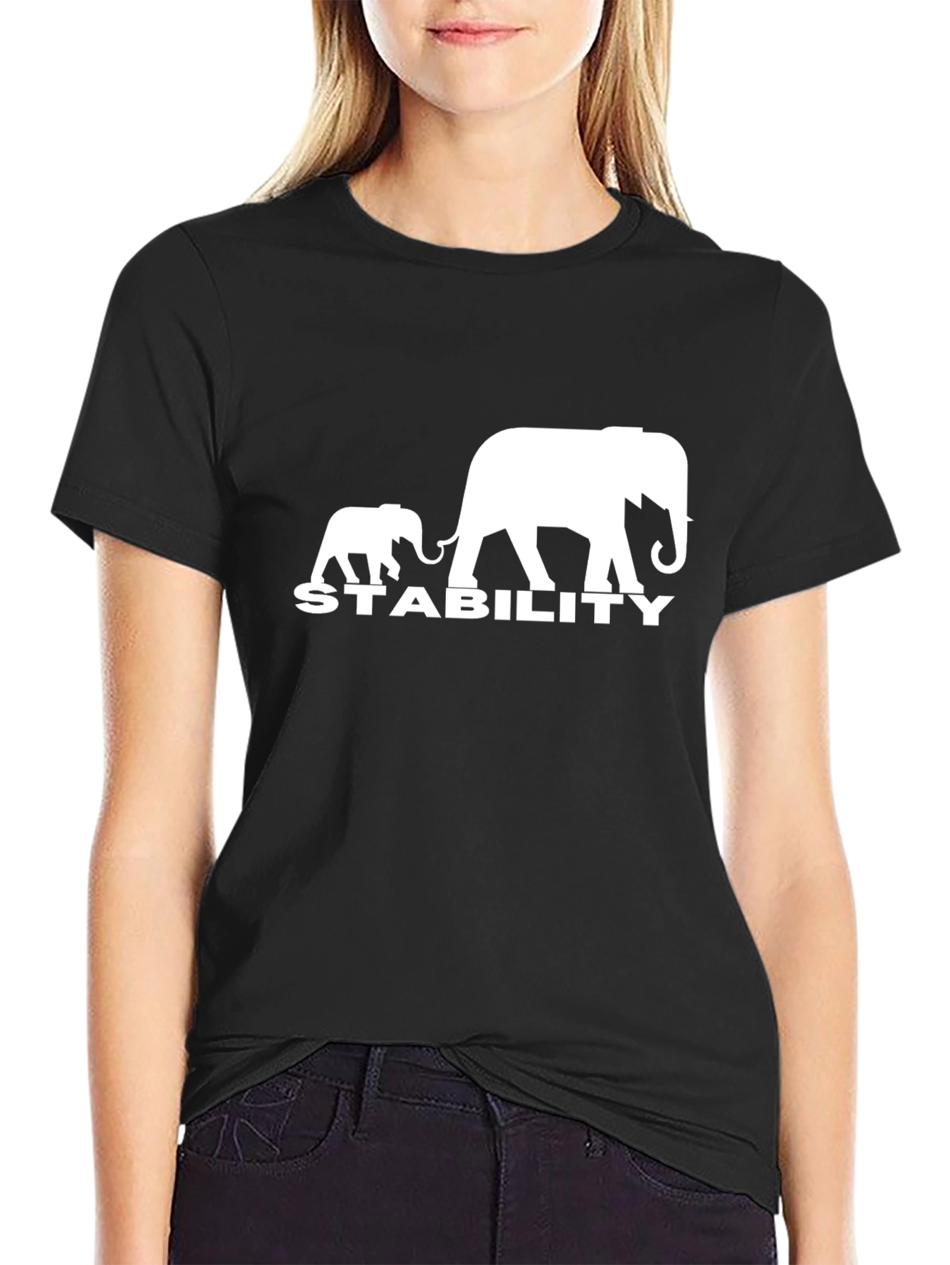 Black Stability Elephant Graphic T-Shirt - Black view 2