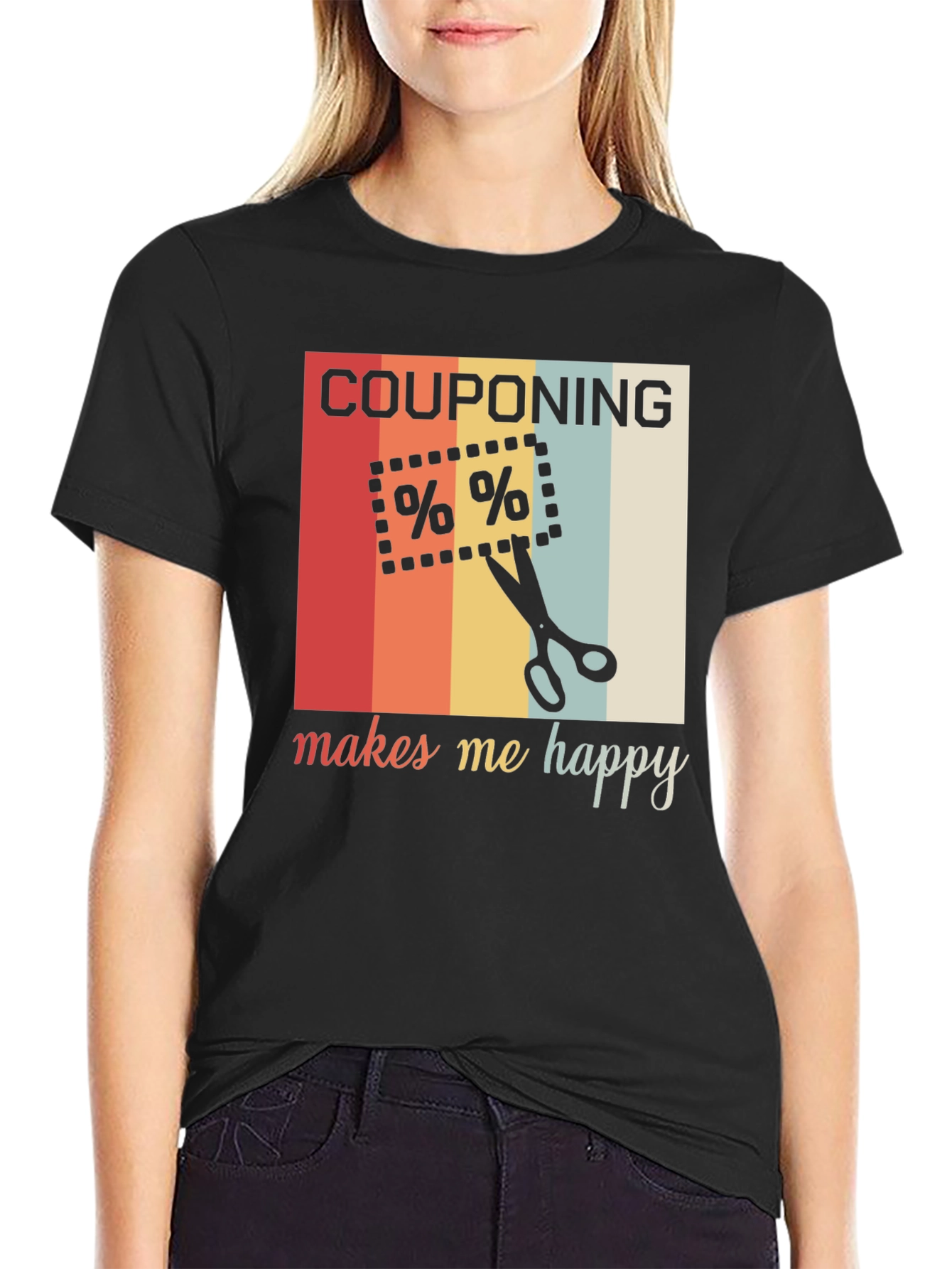 Black Couponing Makes Me Happy T-Shirt view 2