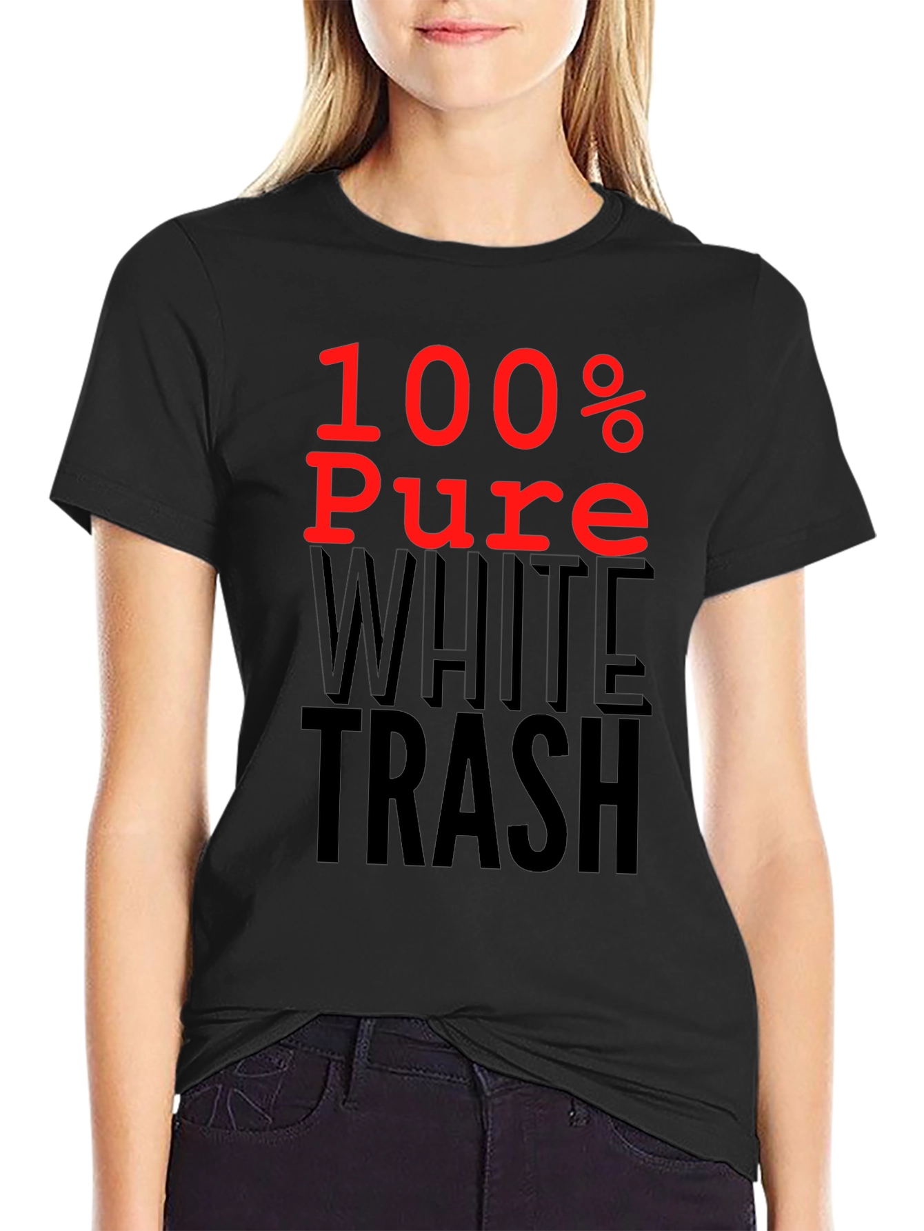 Black 100% Pure White Trash Graphic Tee view 2