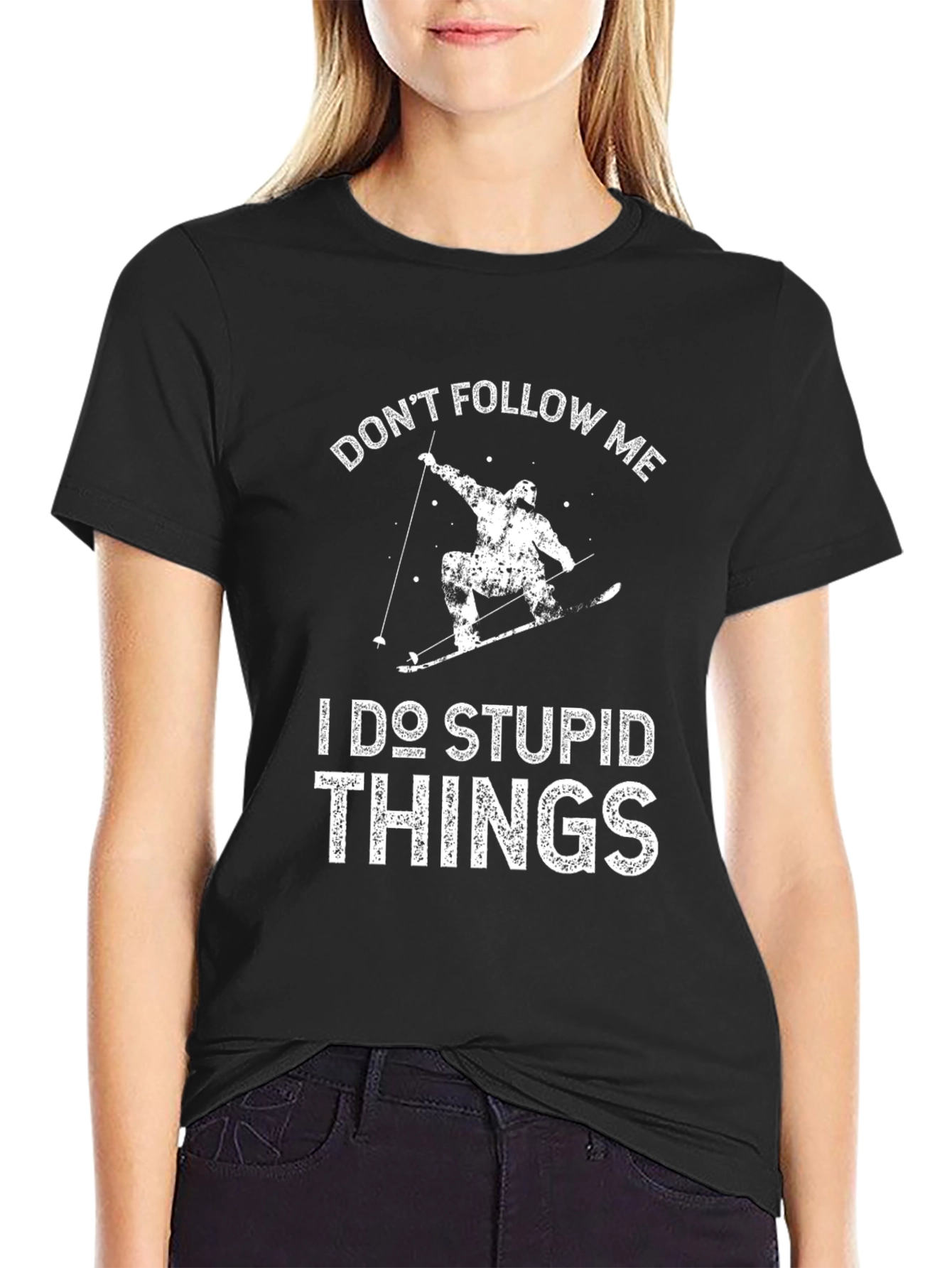 Black Don't Follow Me Ski T-Shirt view 2