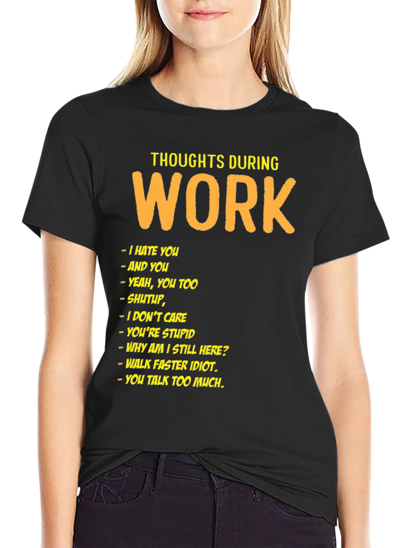 Black Thoughts During Work Black Humor T-Shirt view 2
