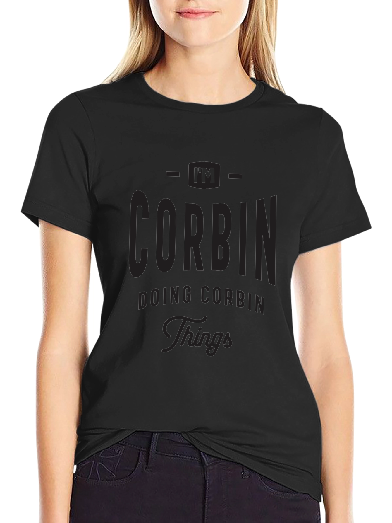 Black I'm Corbin Doing Corbin Things - Black T-Shirt view 2