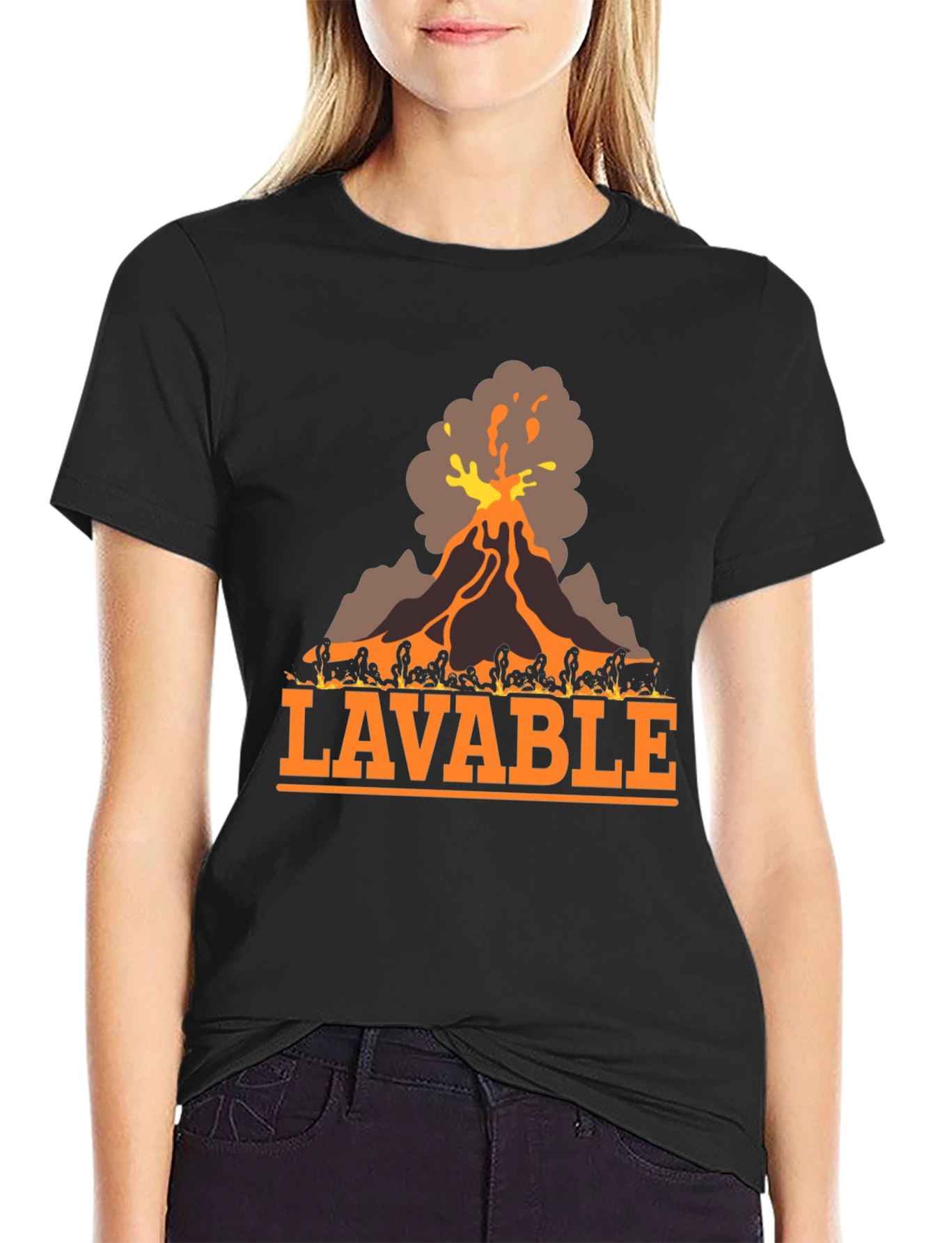 Black Lavable Volcano T-Shirt - Cool Graphic Tee view 2