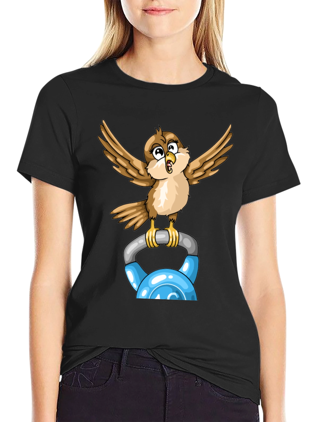 Black Sparrow Kettlebell Workout T-Shirt view 2