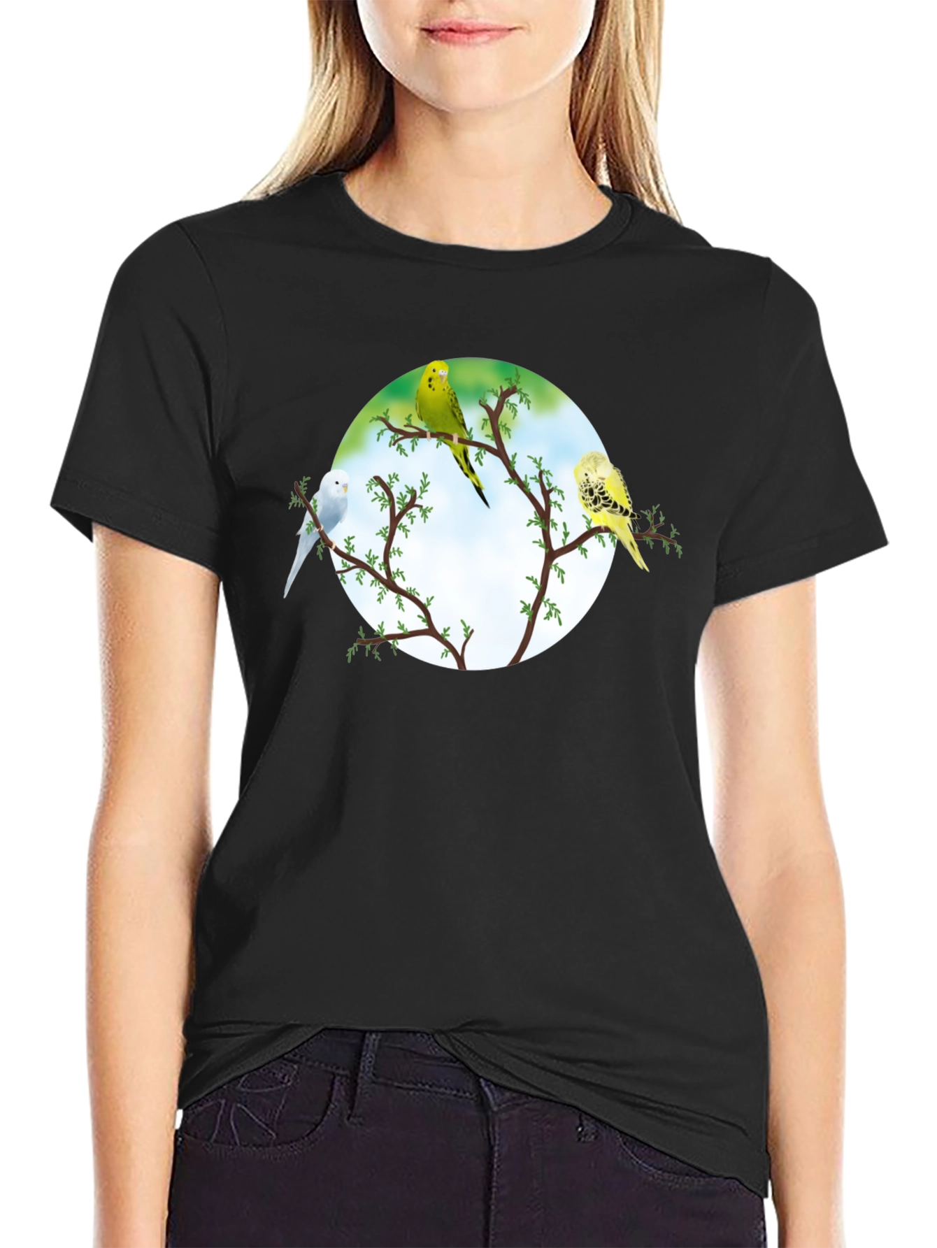 Black Parakeet Tree Black Tee view 2