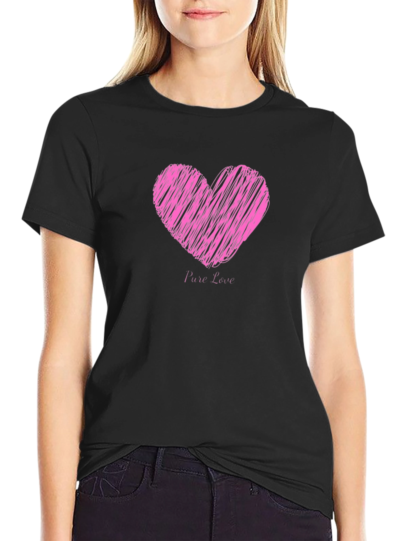 Black Heart Pure Love Black T-Shirt view 2
