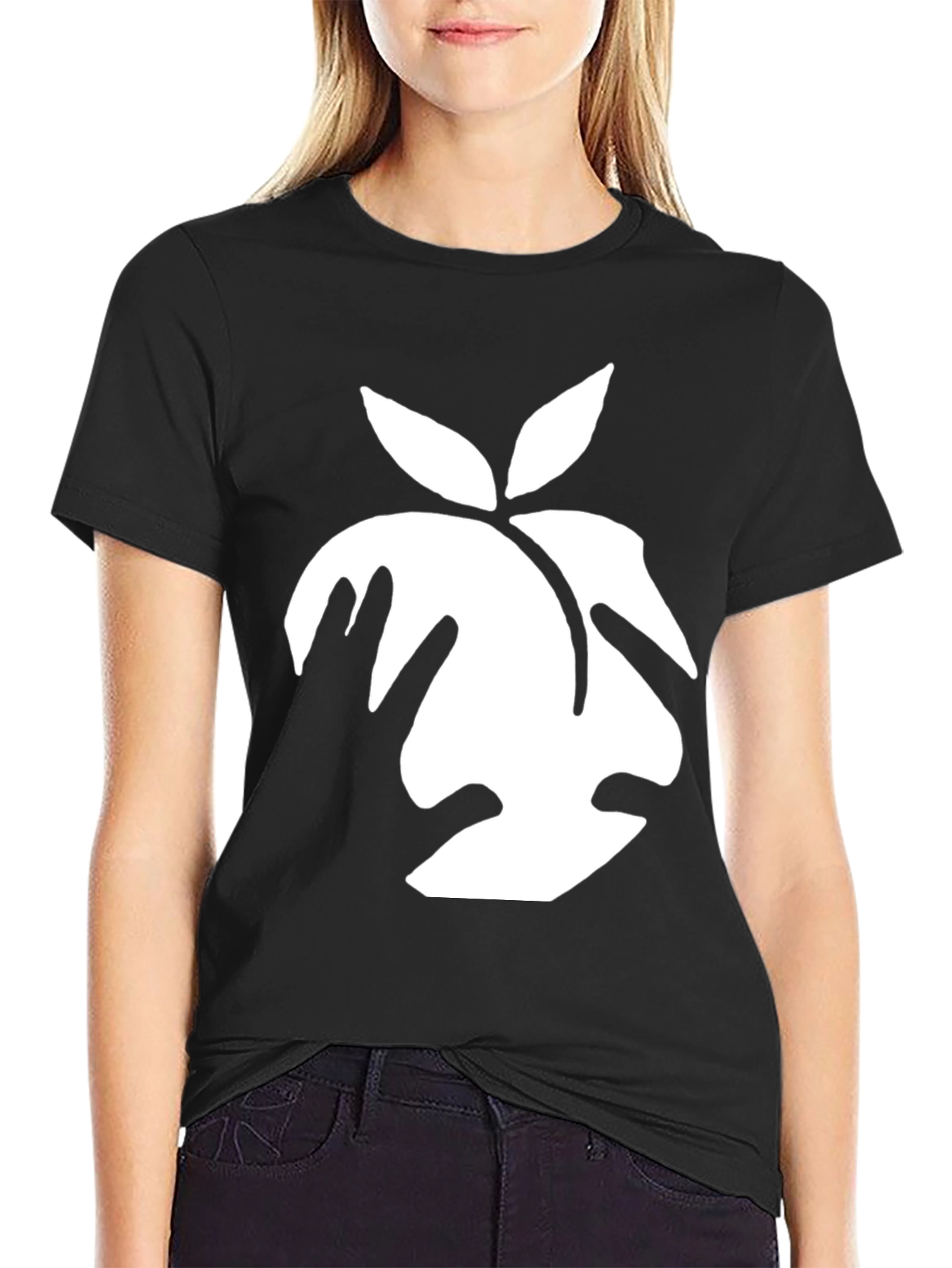 Black Peach Graphic Black T-Shirt - Soft Cotton Blend view 2