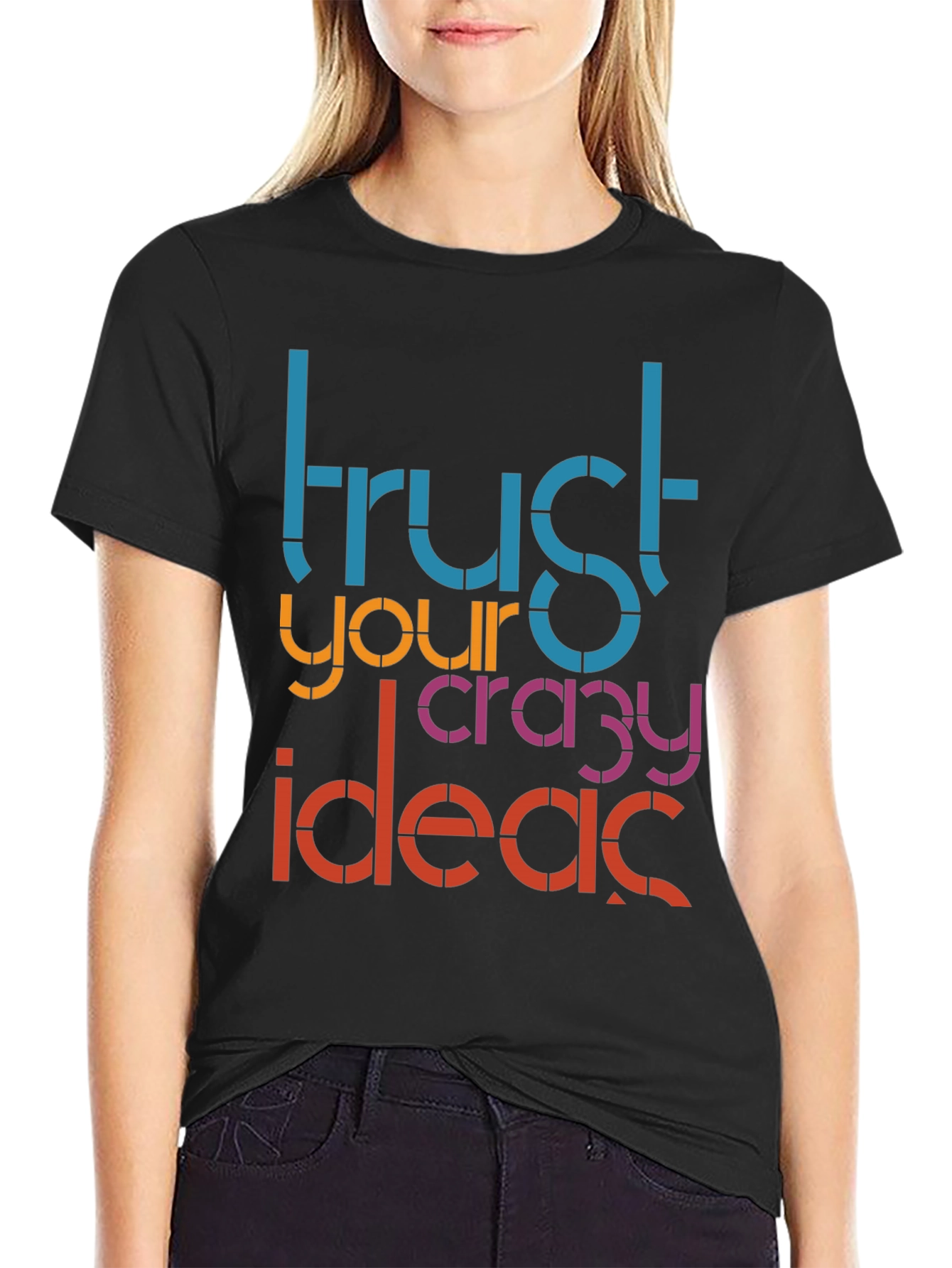 Black Trust Your Crazy Ideas Graphic Tee view 2