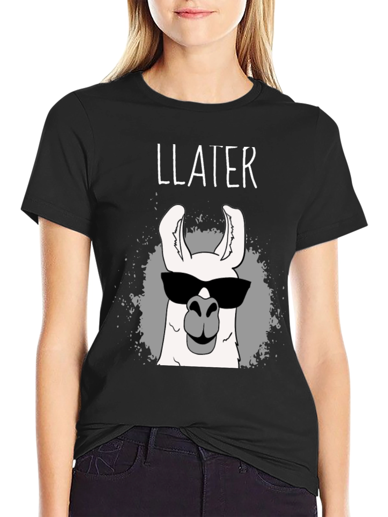 Black Llater Cool Llama Black T-Shirt view 2