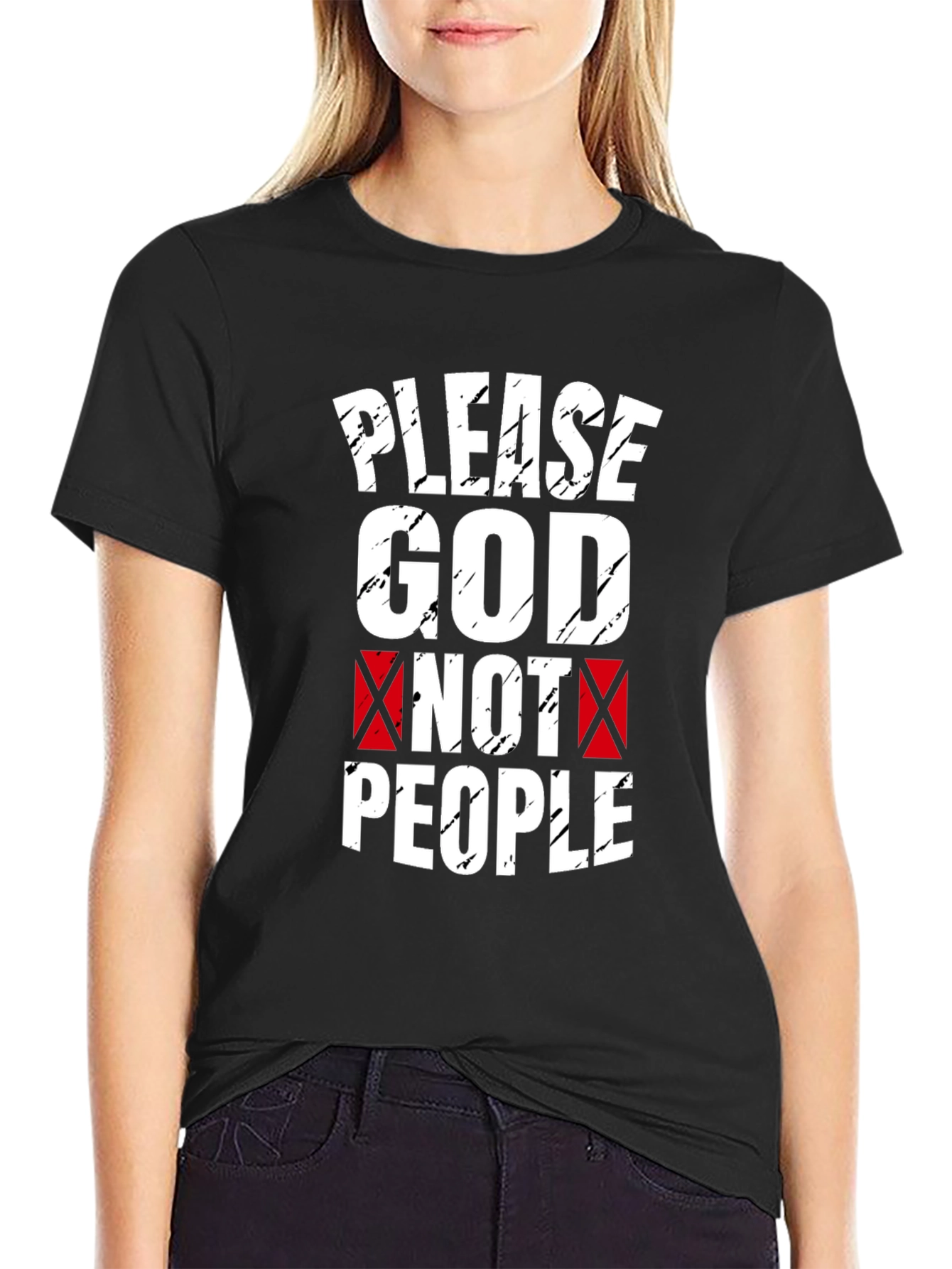 Black Please God Not People Graphic Tee view 2