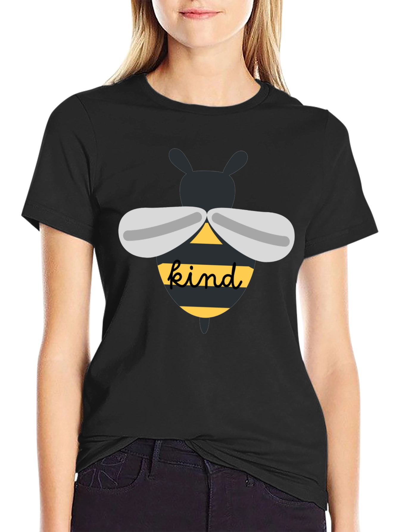 Black Bee Kind T-Shirt: Cute Inspirational Graphic Tee view 2