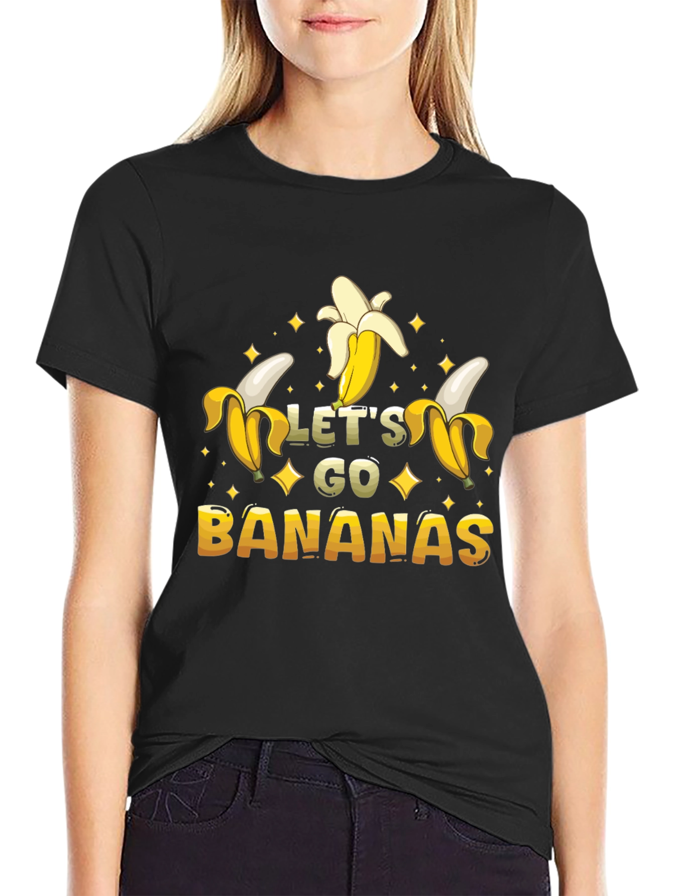 Black Let's Go Bananas Graphic T-Shirt view 2