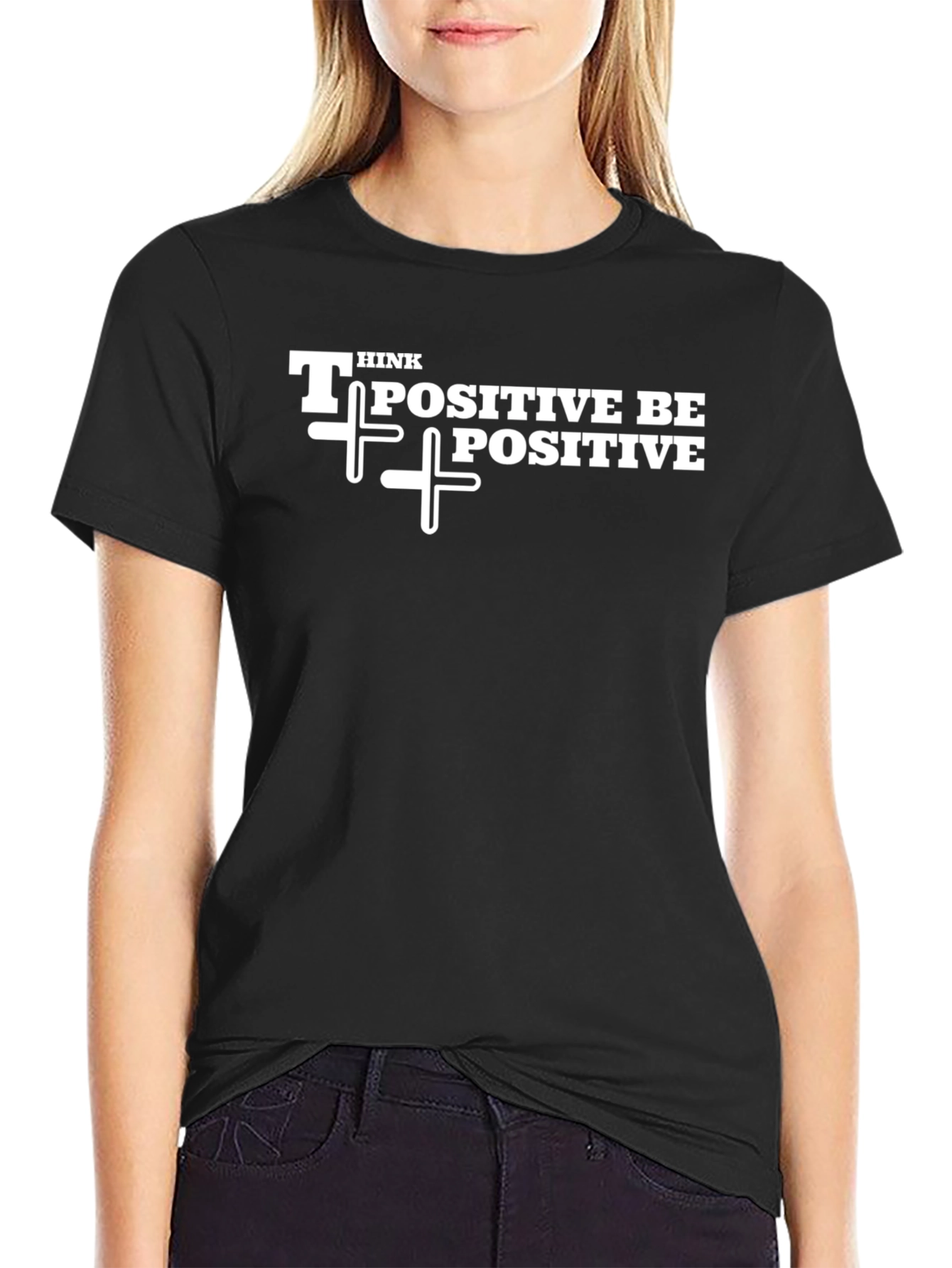 Black Think Positive Graphic Tee view 2