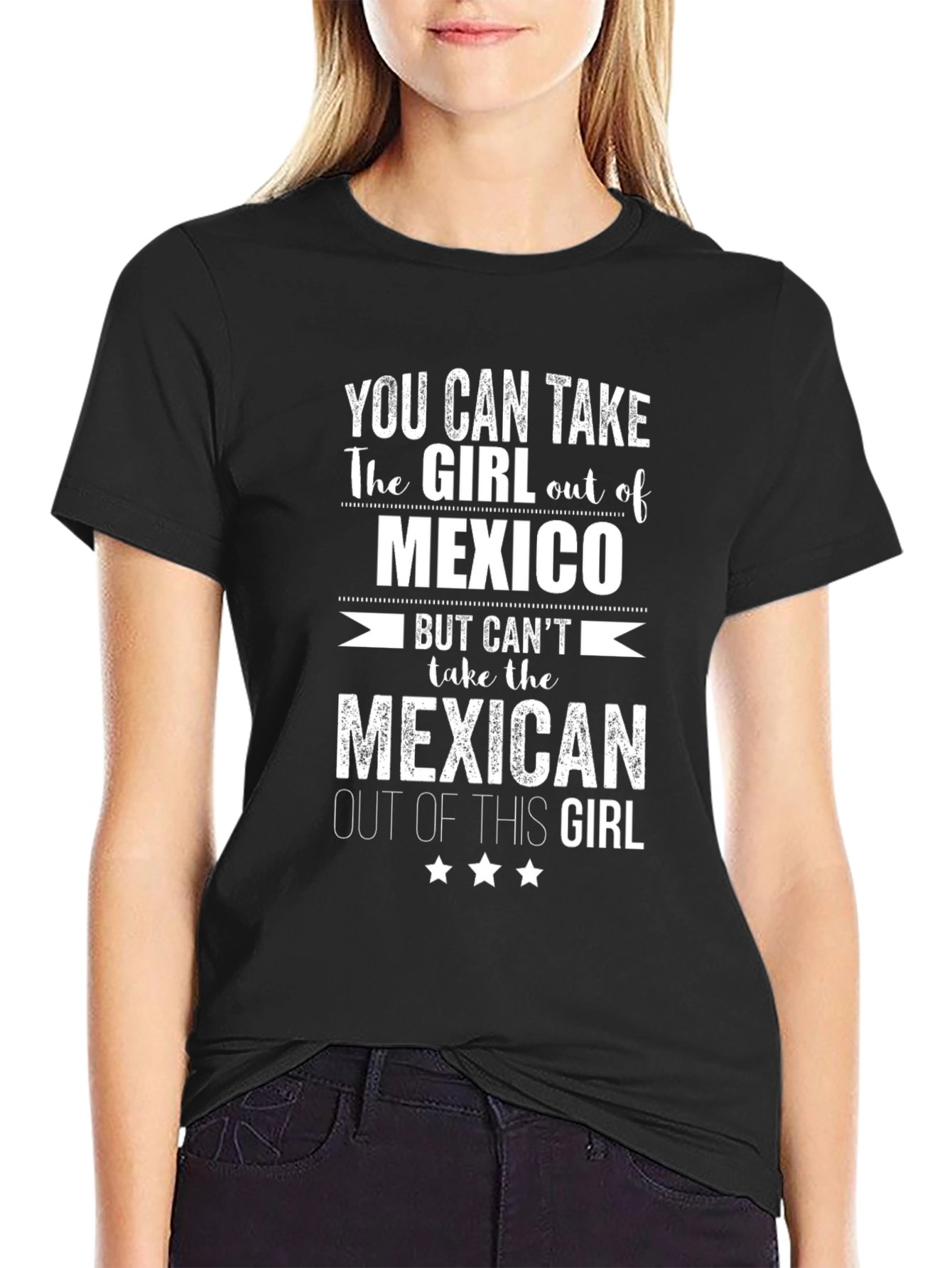 Black Funny Mexican Girl T-Shirt - Mexico Pride Tee view 2
