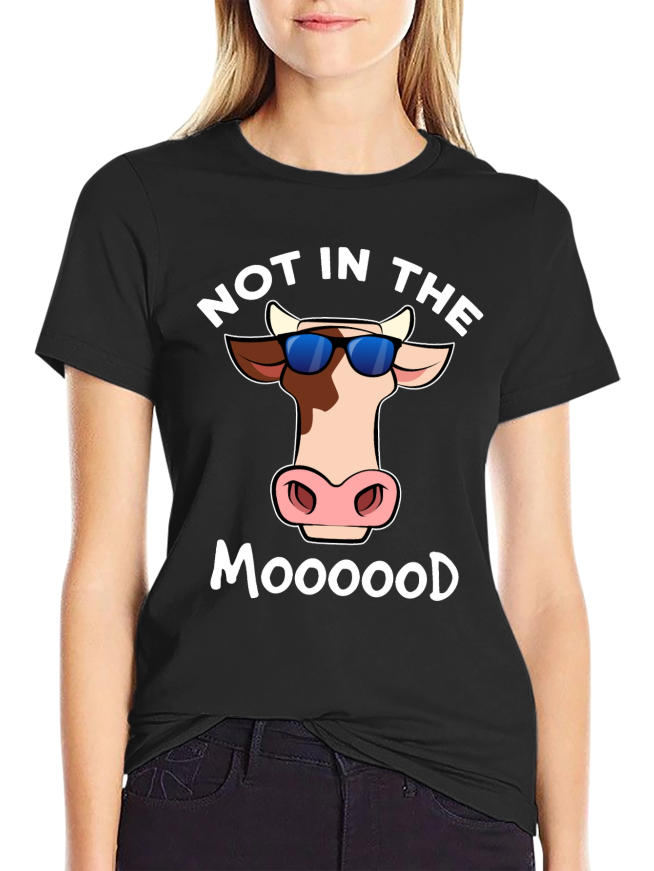 Black Not In The Moood T-Shirt - Funny Cow Tee view 2
