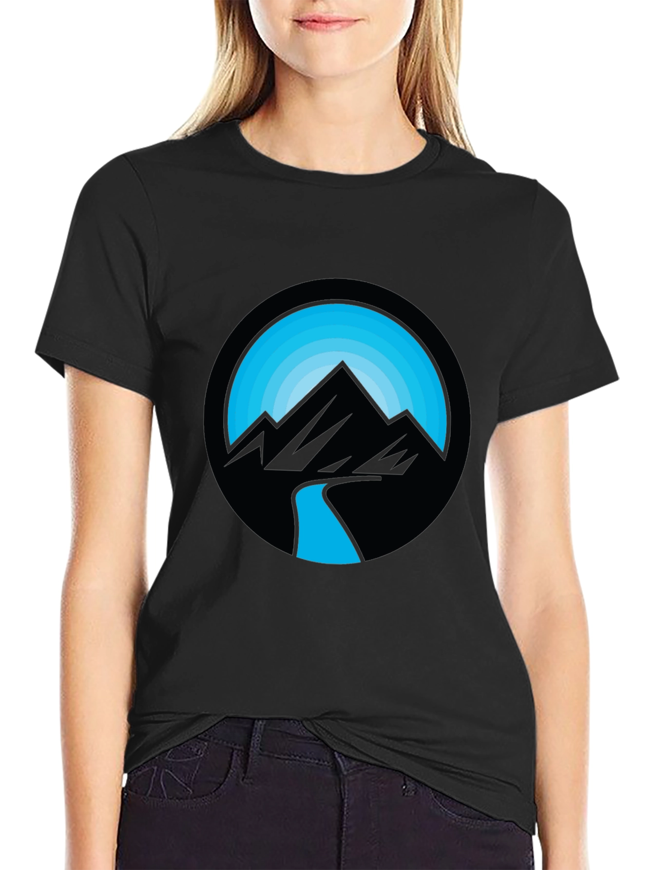 Black Mountain River Graphic Black T-Shirt view 2