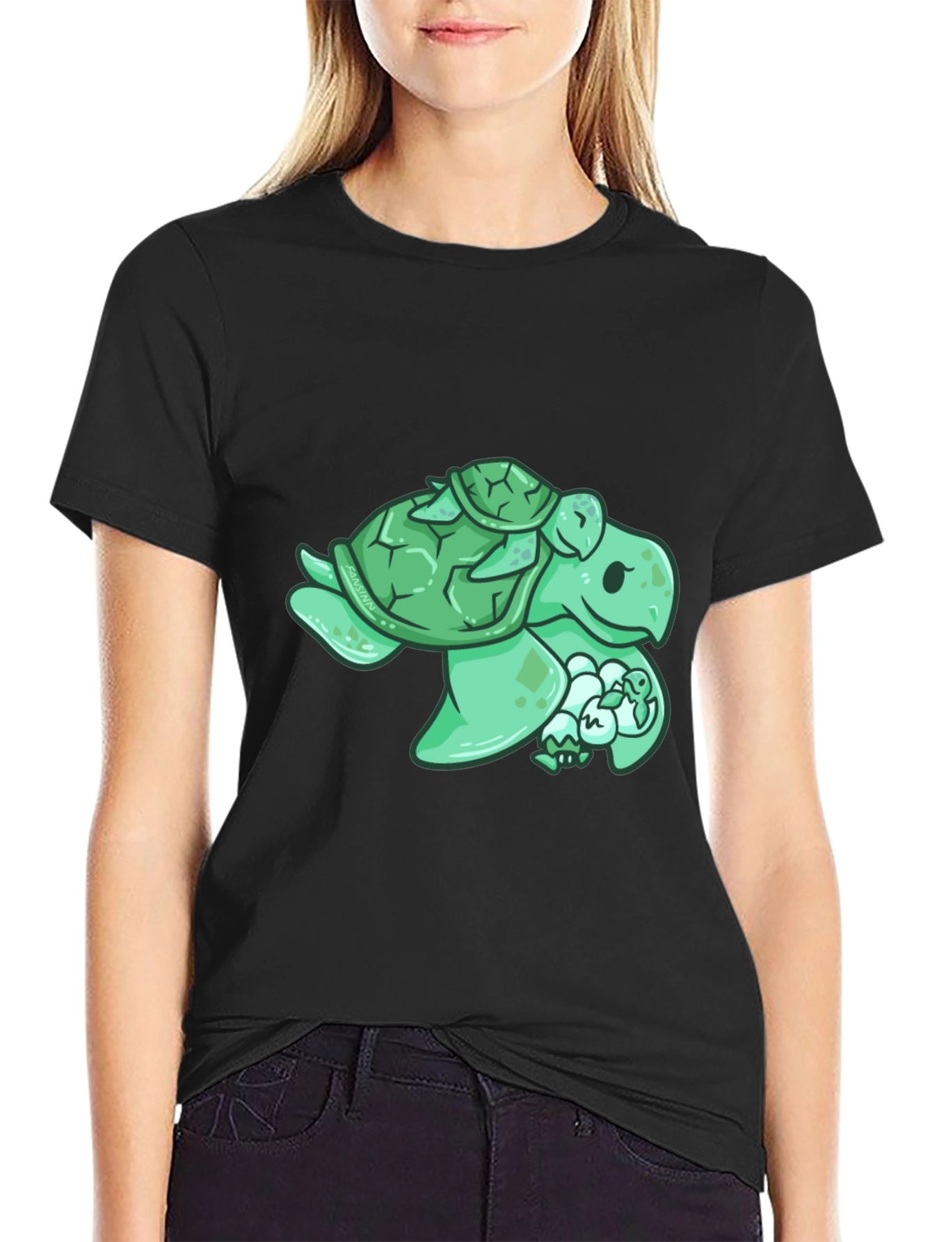 Black Turtle Family Graphic Tee - Cute Animal Lover Shirt view 2