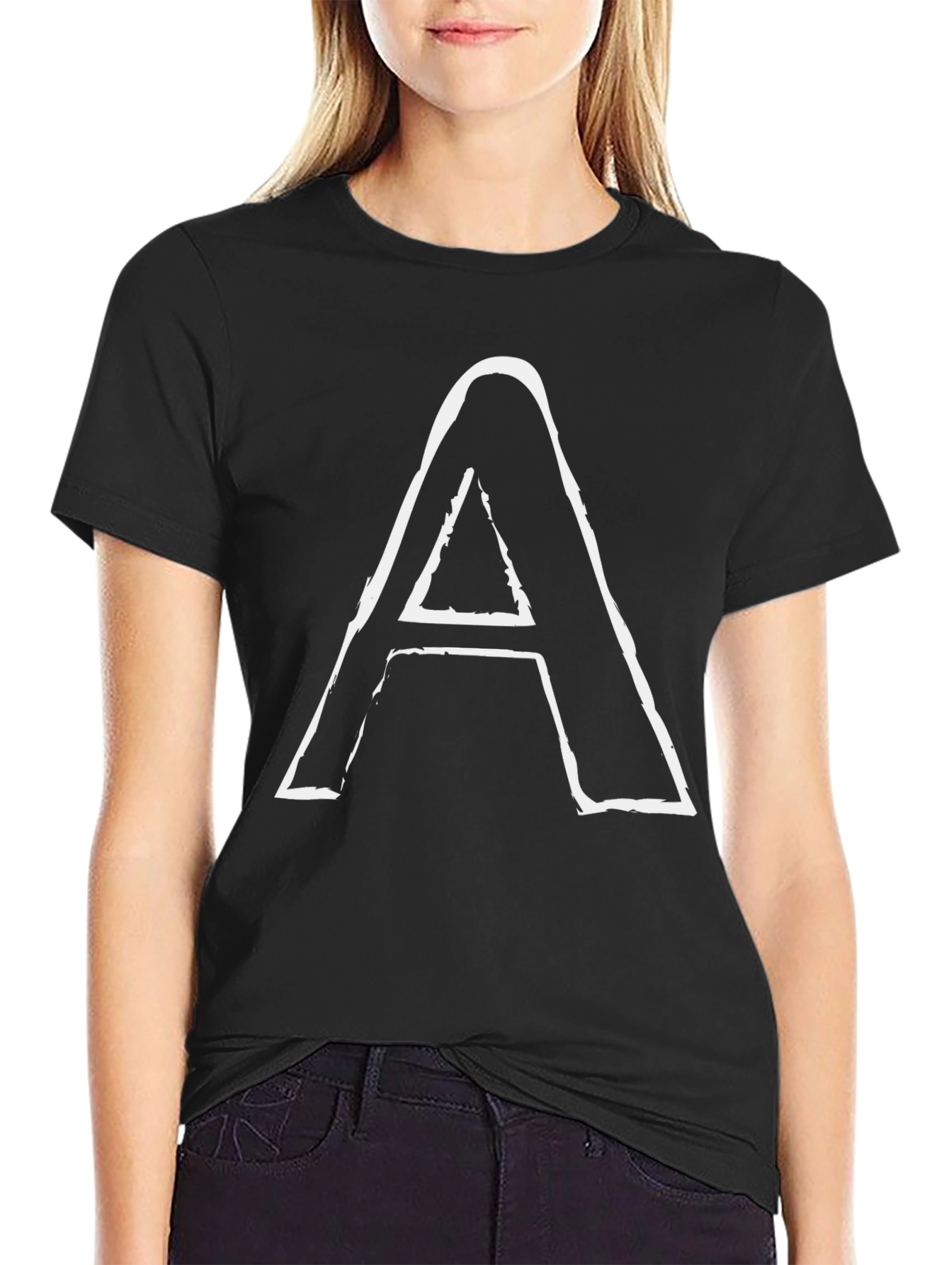 Black Bold "A" Graphic Black Tee view 2