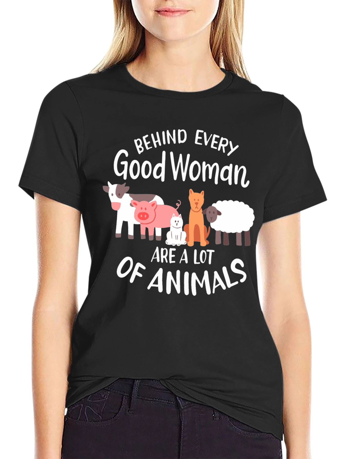 Black Behind Every Good Woman Animals T-Shirt view 2
