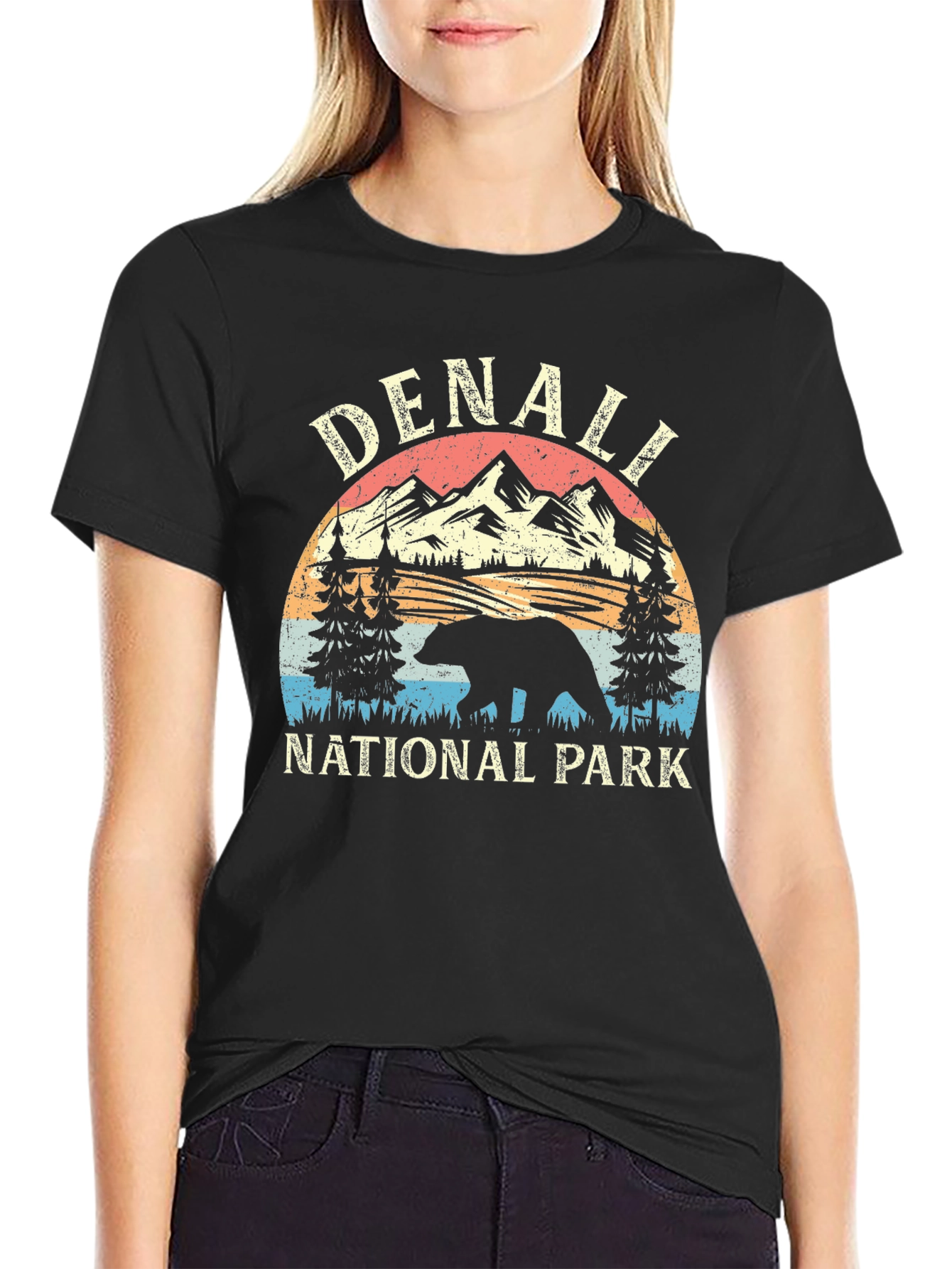Black Denali National Park Bear T-Shirt view 2