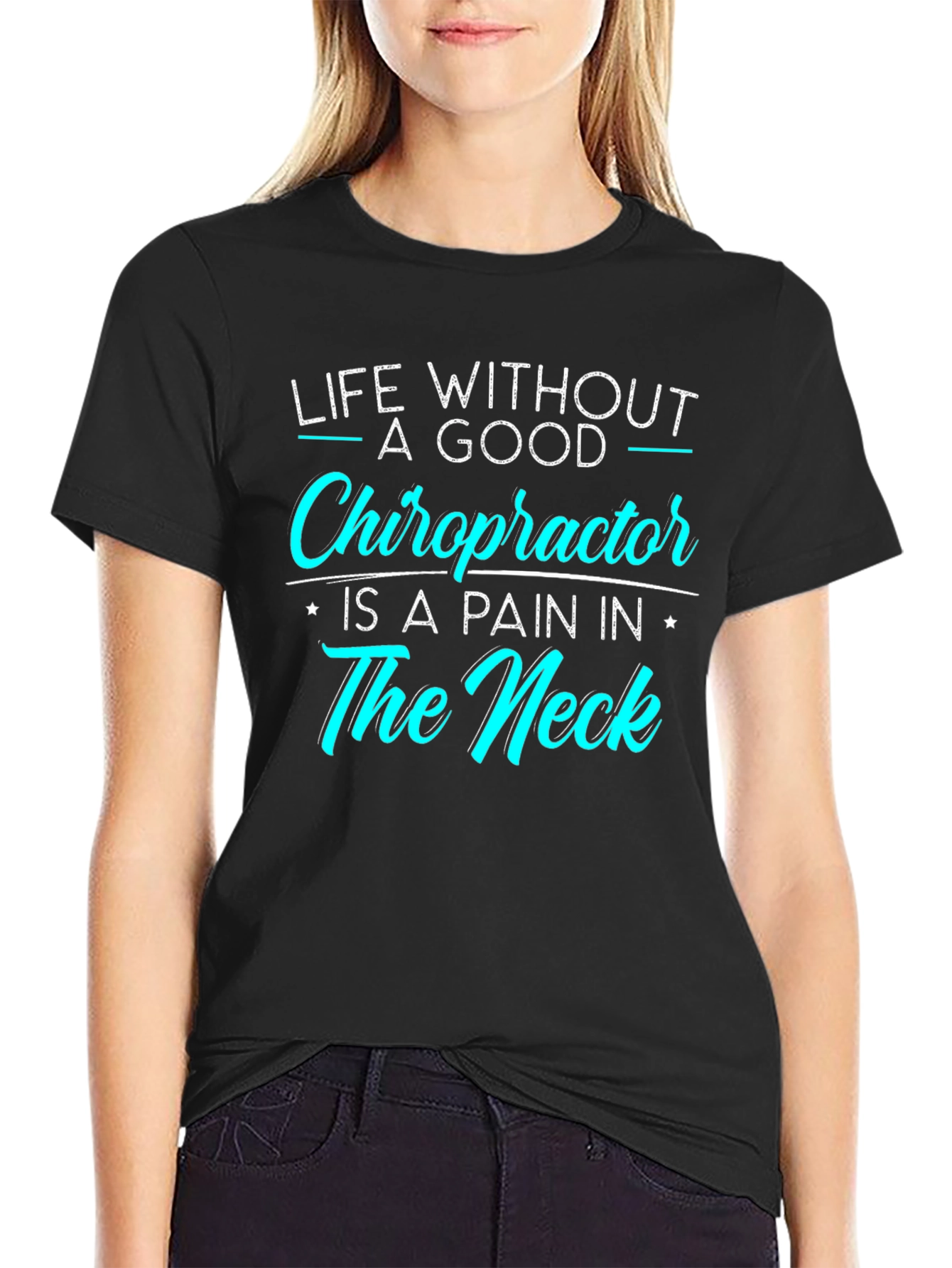 Black Chiropractor Pain T-Shirt - Black view 2