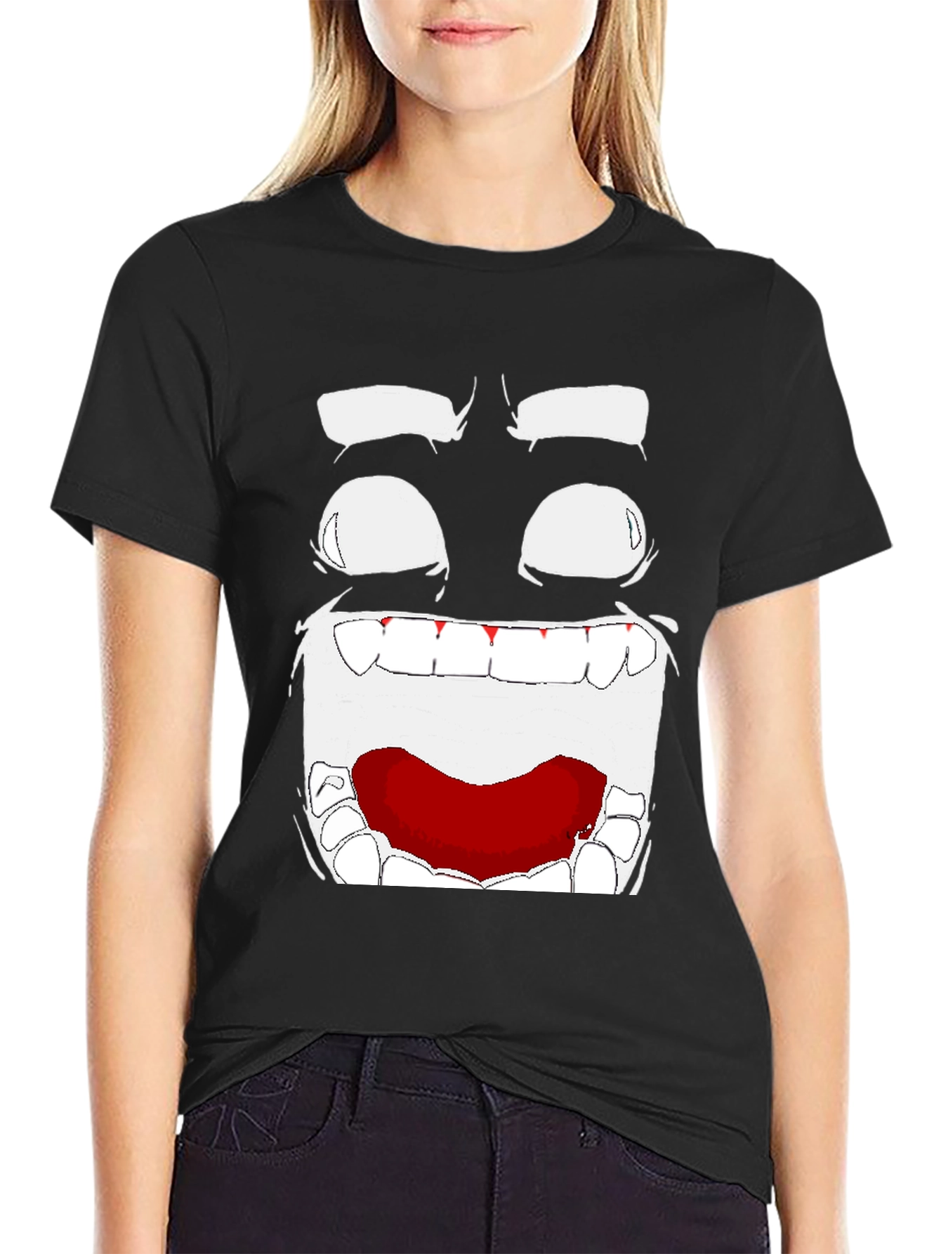 Black Abstract Face Graphic T-Shirt view 2