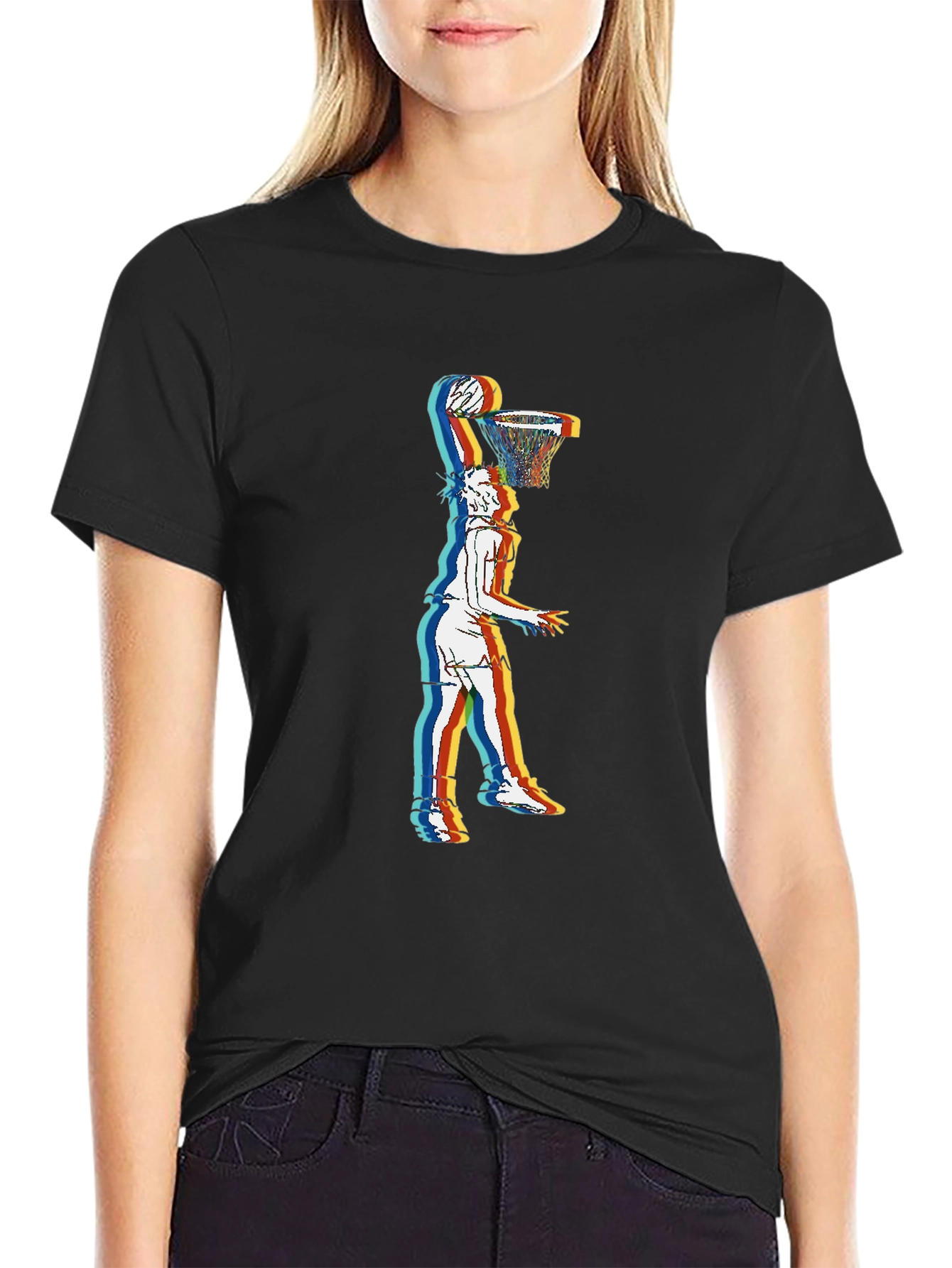 Black Basketball Dunk Graphic Tee - Stylish Streetwear view 2