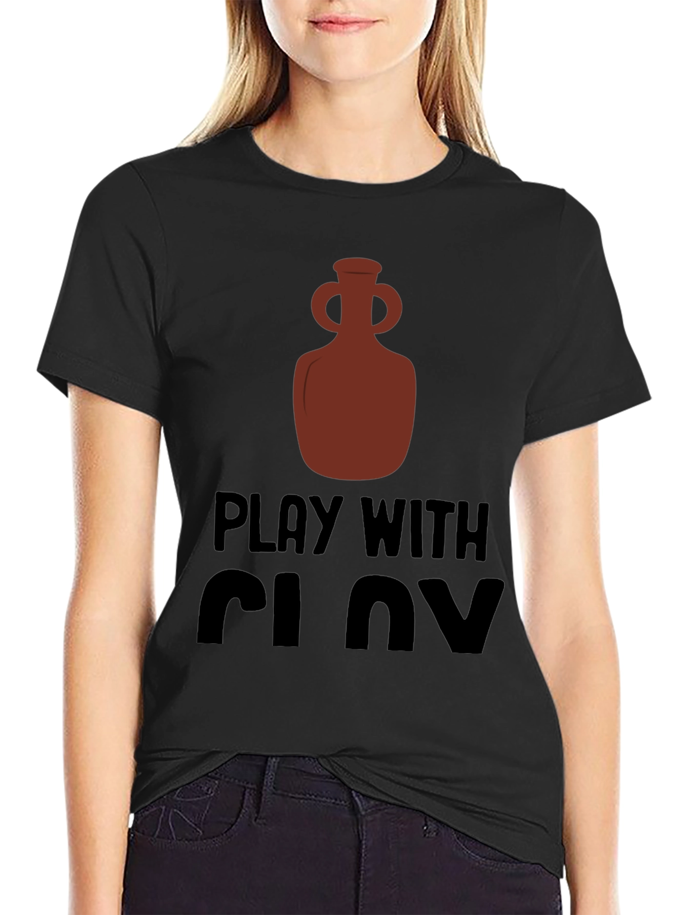 Black Play With Clay Graphic Tee Pottery Lover T-Shirt view 2