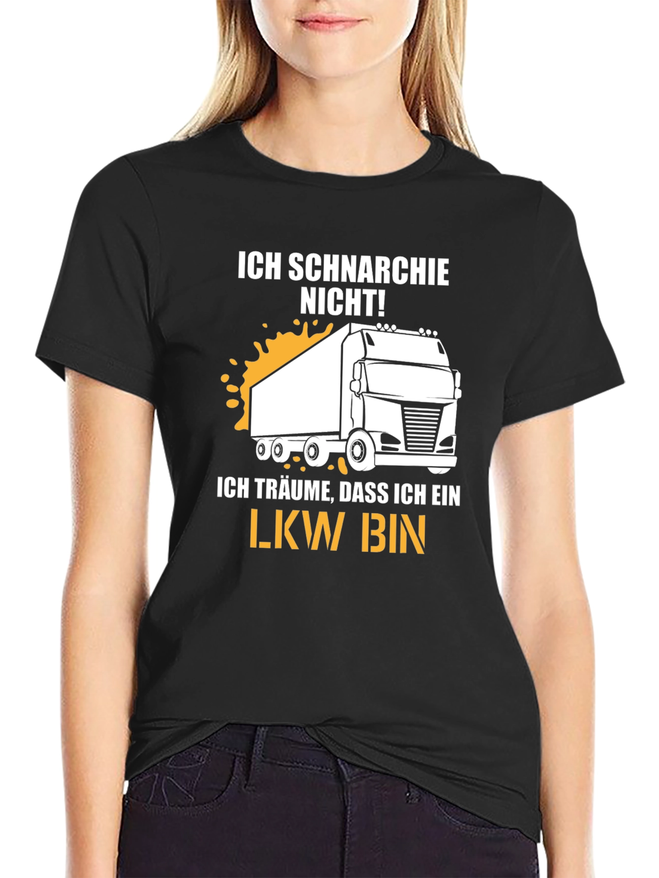 Black Ich Schnarchie Nicht! Trucker T-Shirt view 2