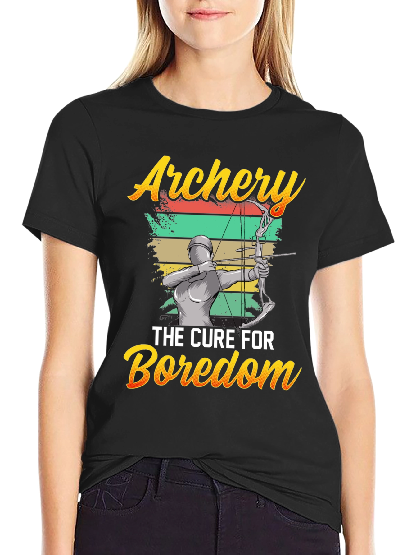 Black Archery: The Cure for Boredom Graphic T-Shirt view 2