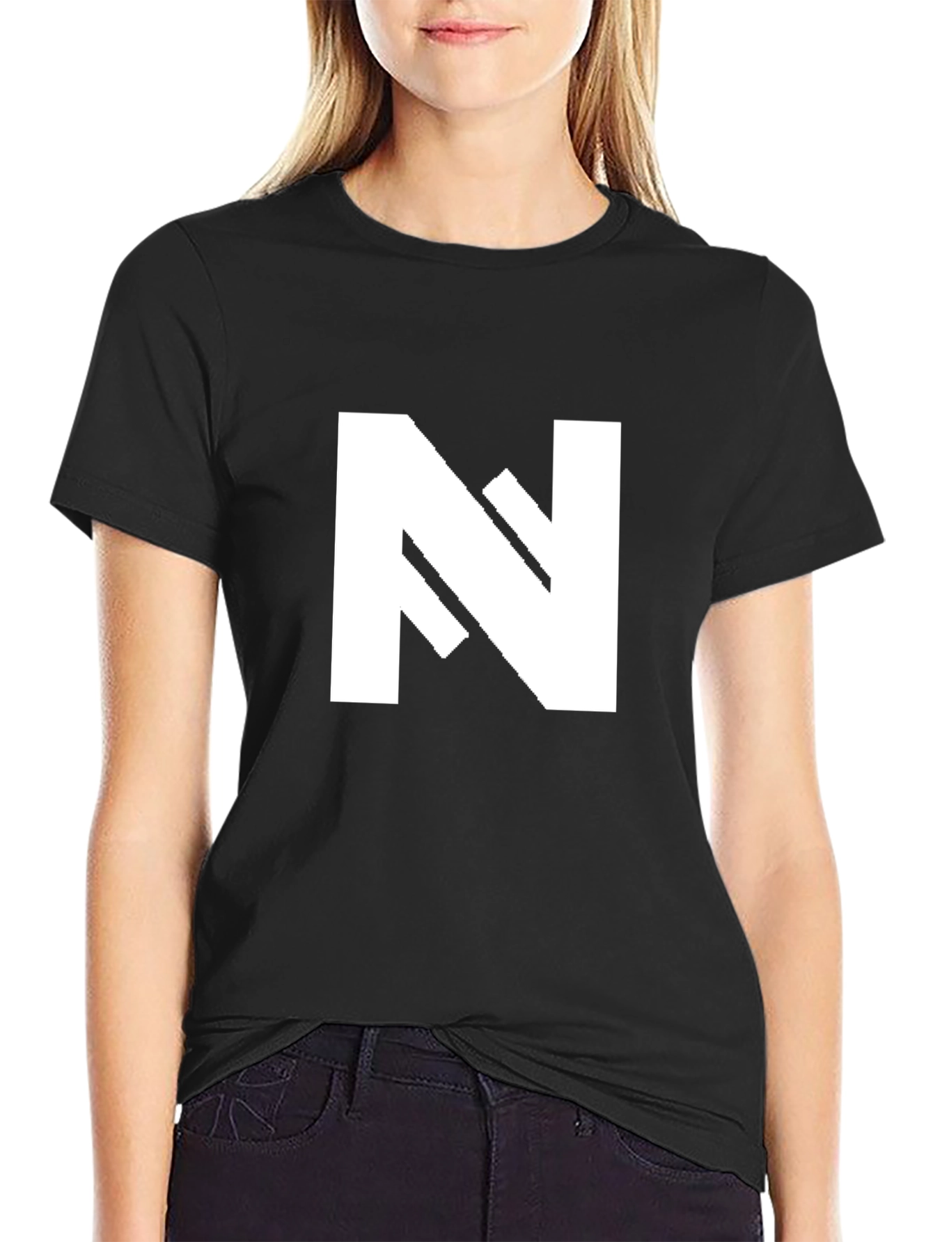 Black Bold Black T-Shirt with White 'N' Logo view 2