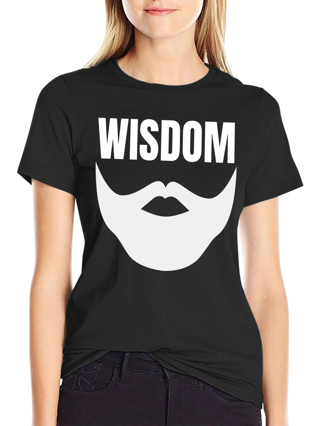 Black Wisdom Beard Graphic Tee - Black Cotton Blend Shirt view 2