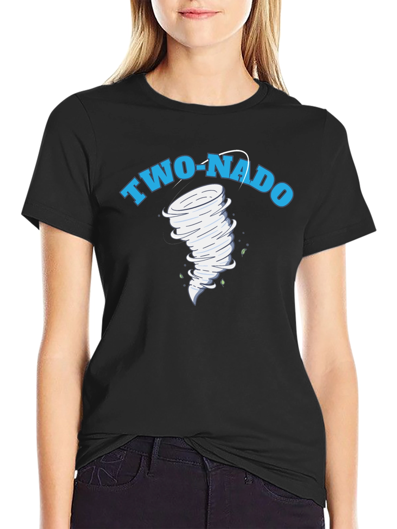 Black Two-Nado Graphic Print Black T-Shirt view 2