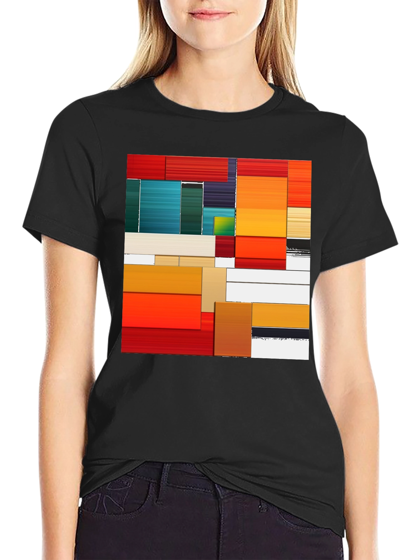 Black Abstract Art Graphic Tee - Modern Design view 2