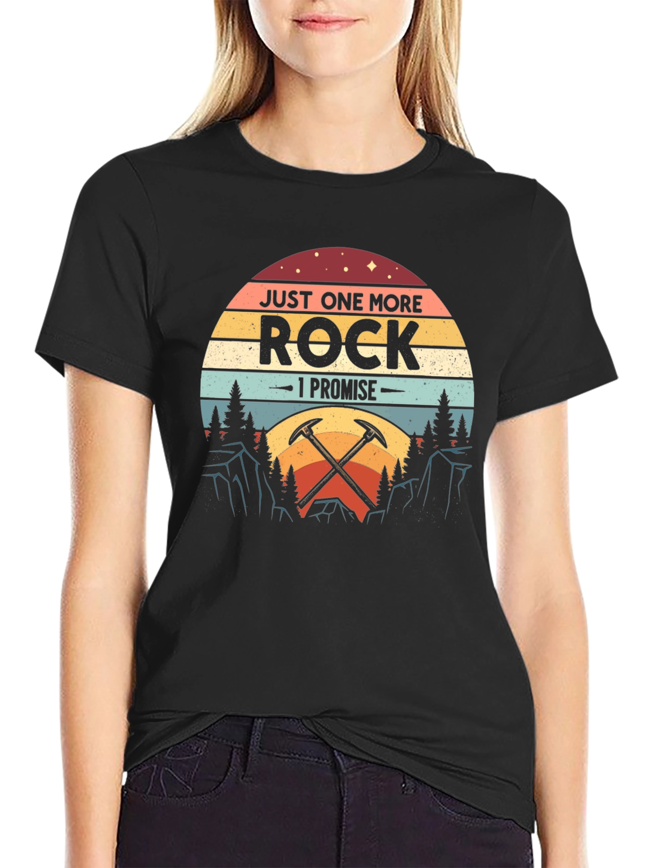Black Just One More Rock T-Shirt - Funny Geology Tee view 2