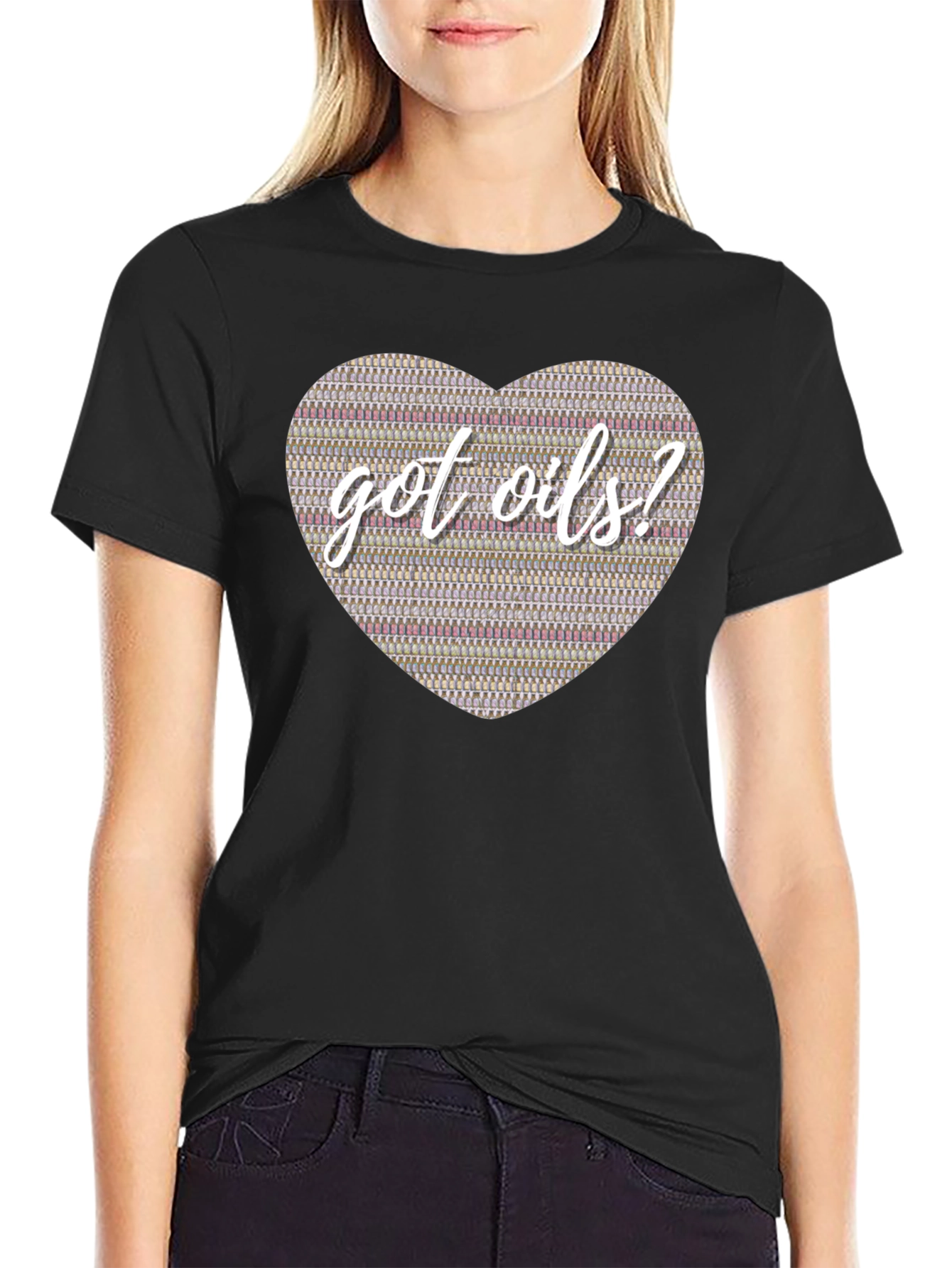 Black Got Oils? Essential Oils Heart T-Shirt view 2
