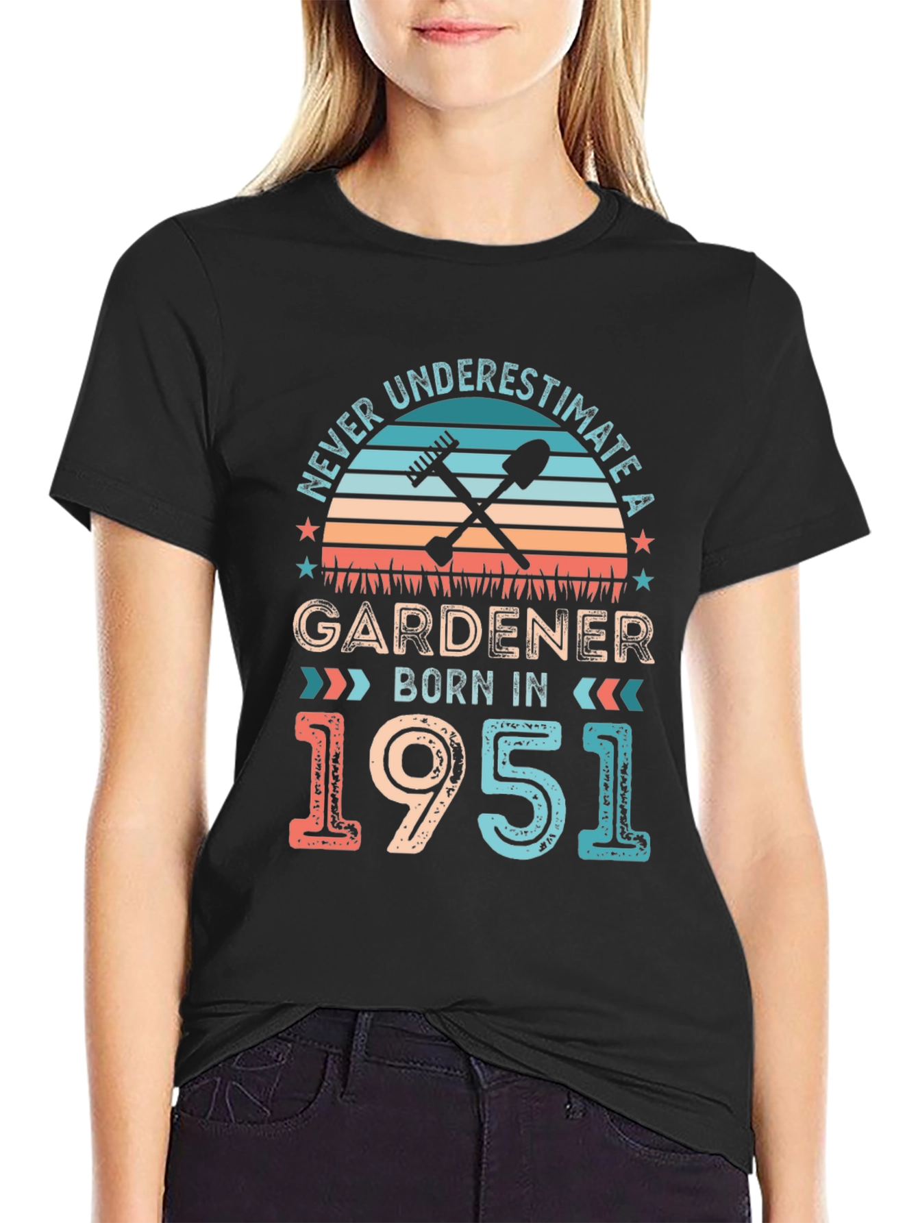 Black Gardener Born In 1951 Graphic Tee view 2