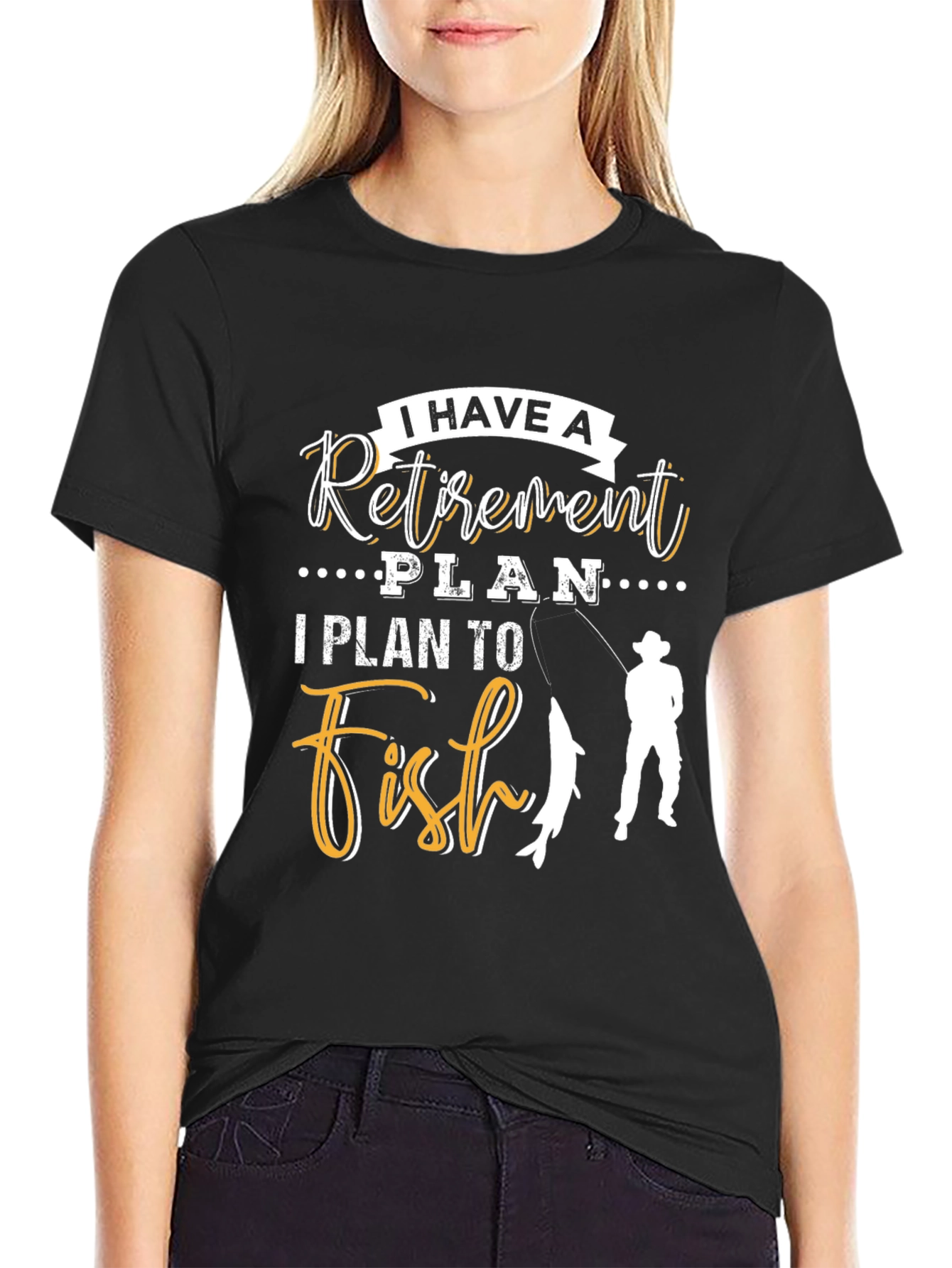 Black Retirement Plan Fishing T-Shirt view 2