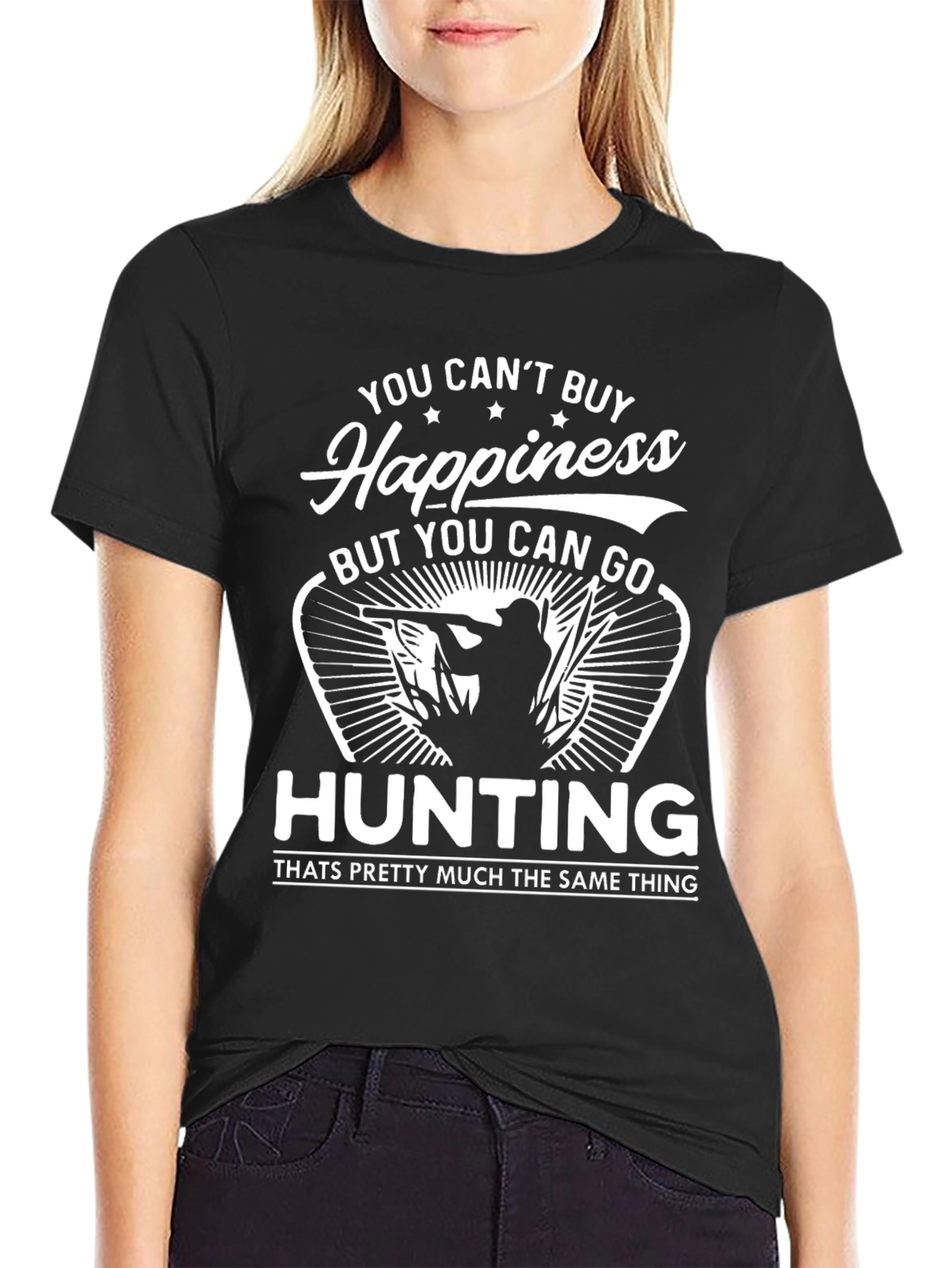 Black Hunting Happiness T-Shirt view 2