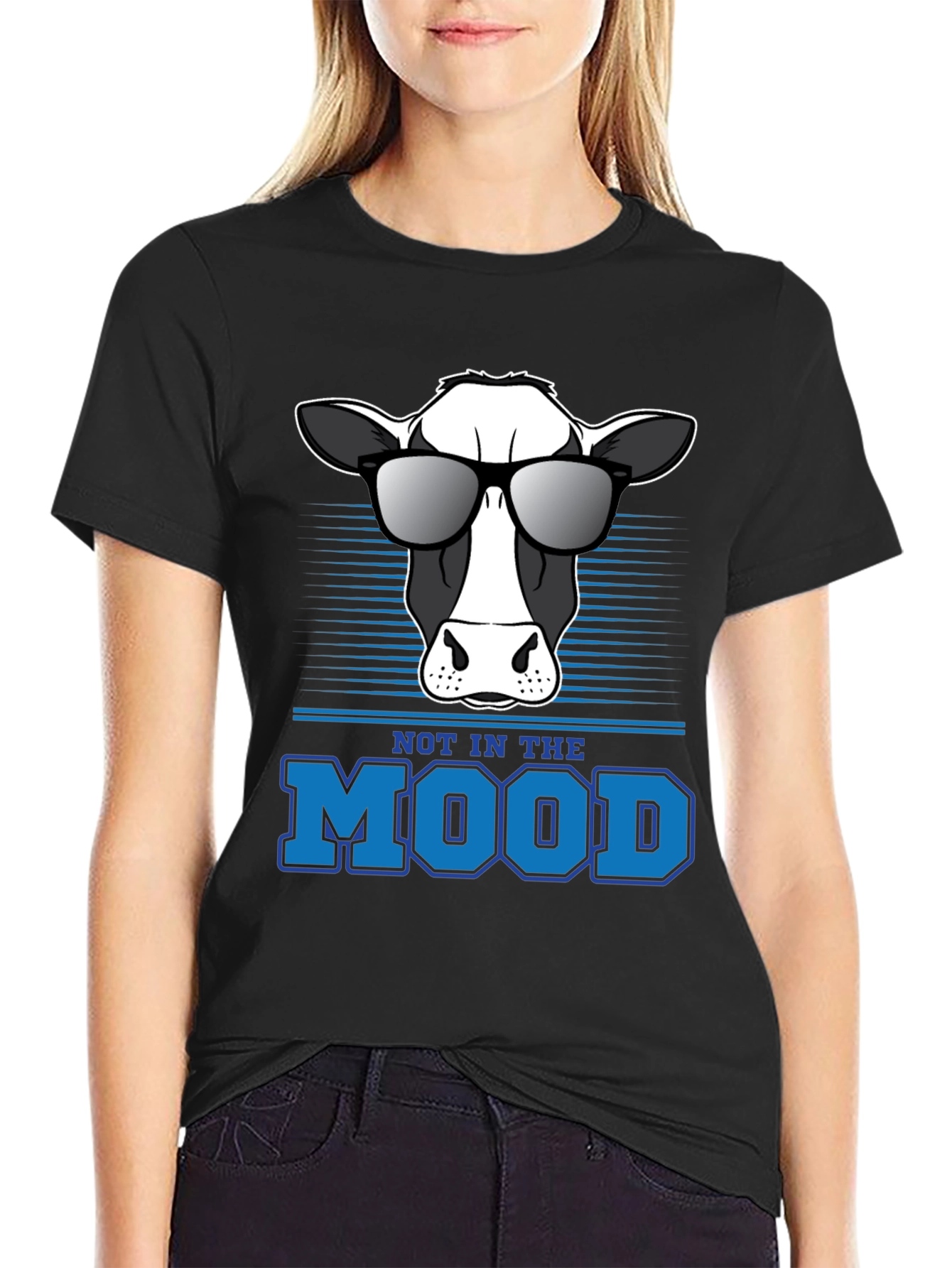 Black Not in the Mood Cow Graphic Tee view 2