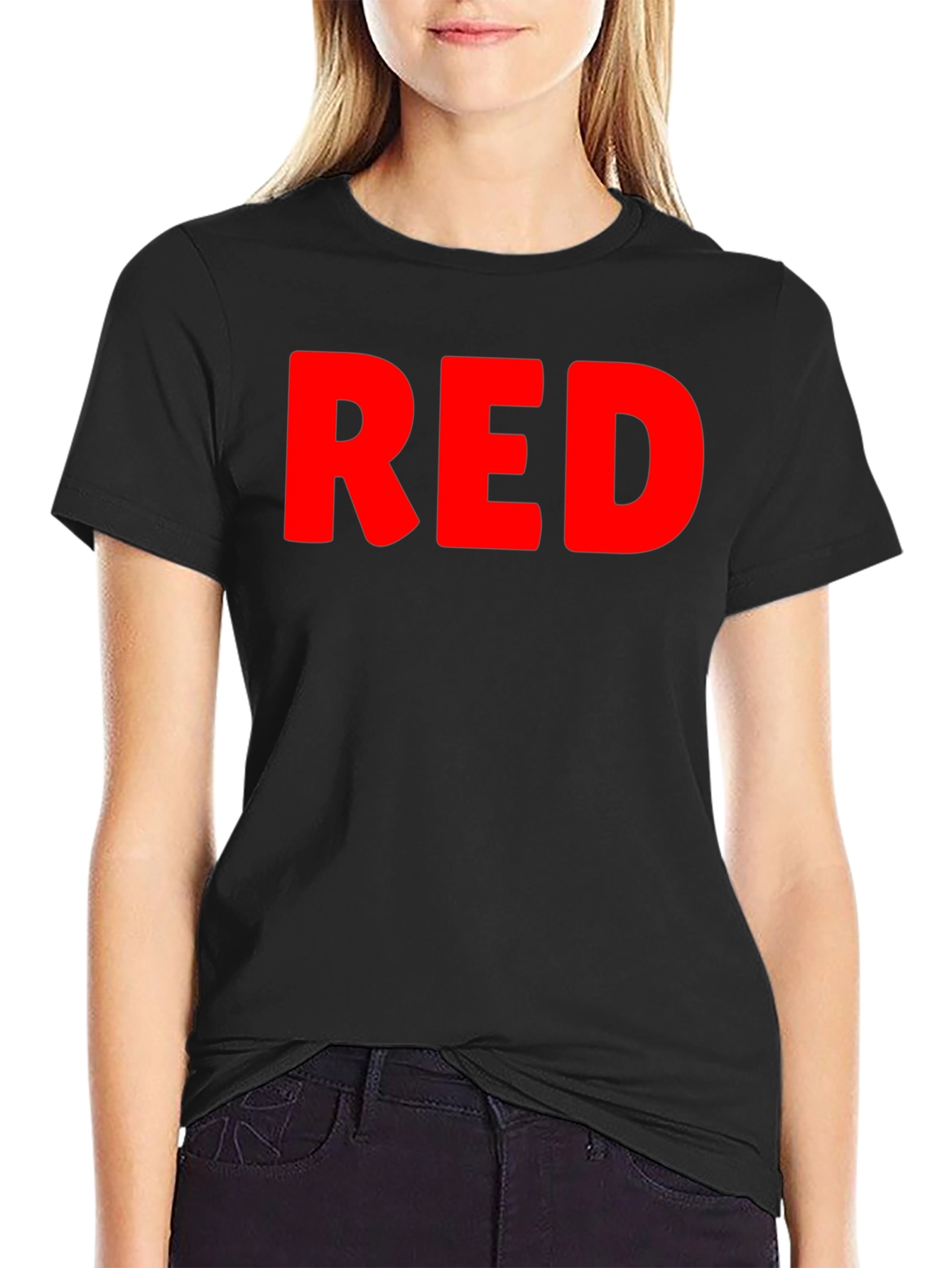 Black Red Graphic Print Black T-Shirt view 2