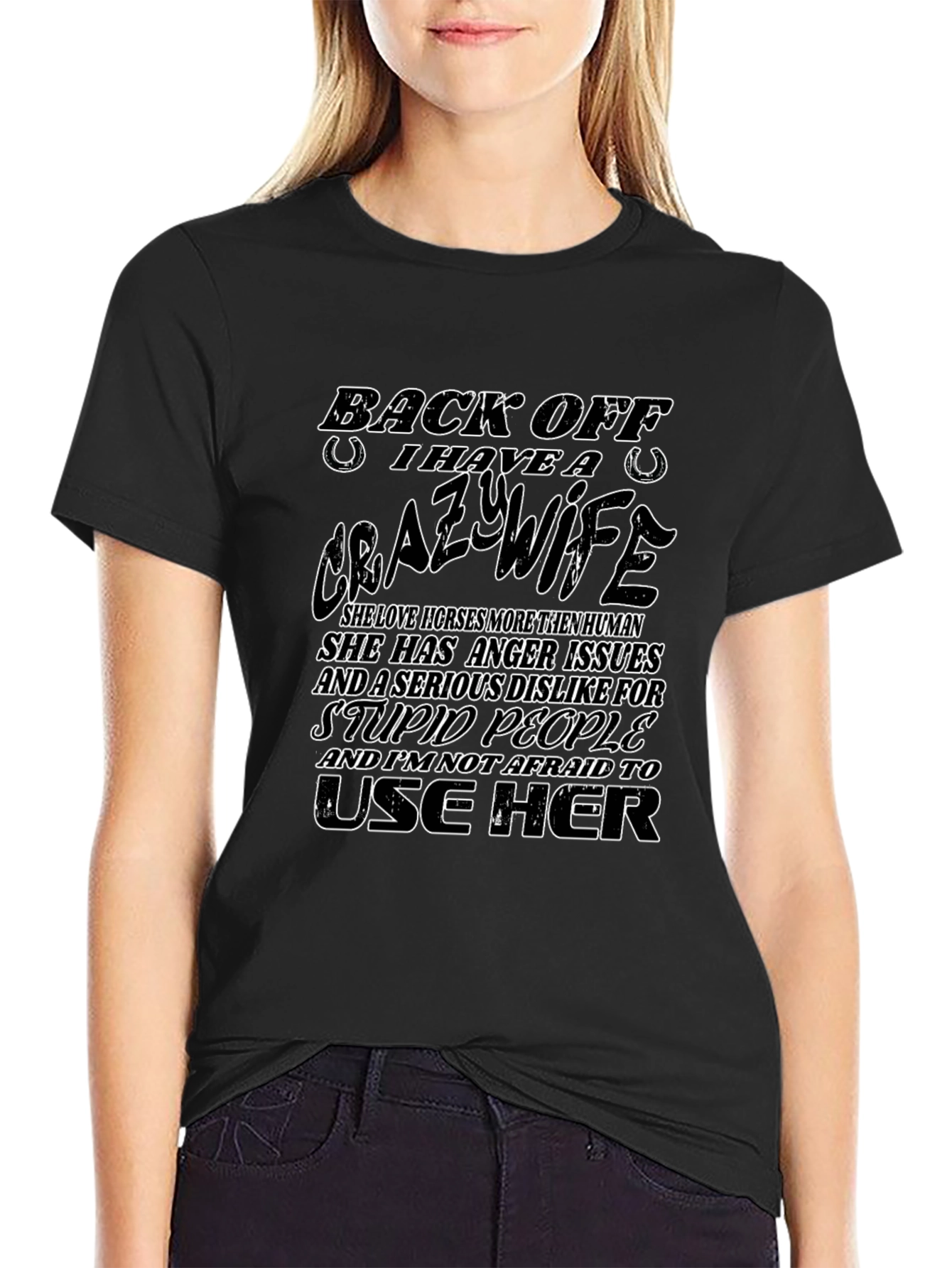 Black Funny 'Crazy Wife' Graphic Tee - Husband Humor Shirt view 2