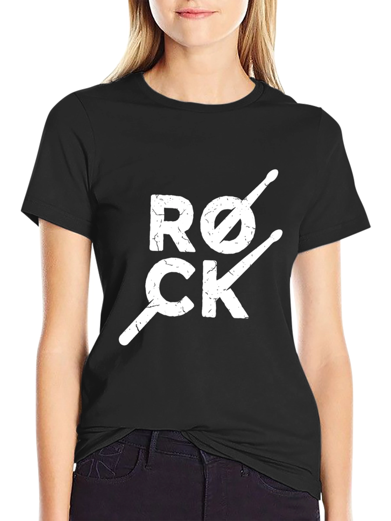 Black Rock and Roll Drummer T-Shirt view 2
