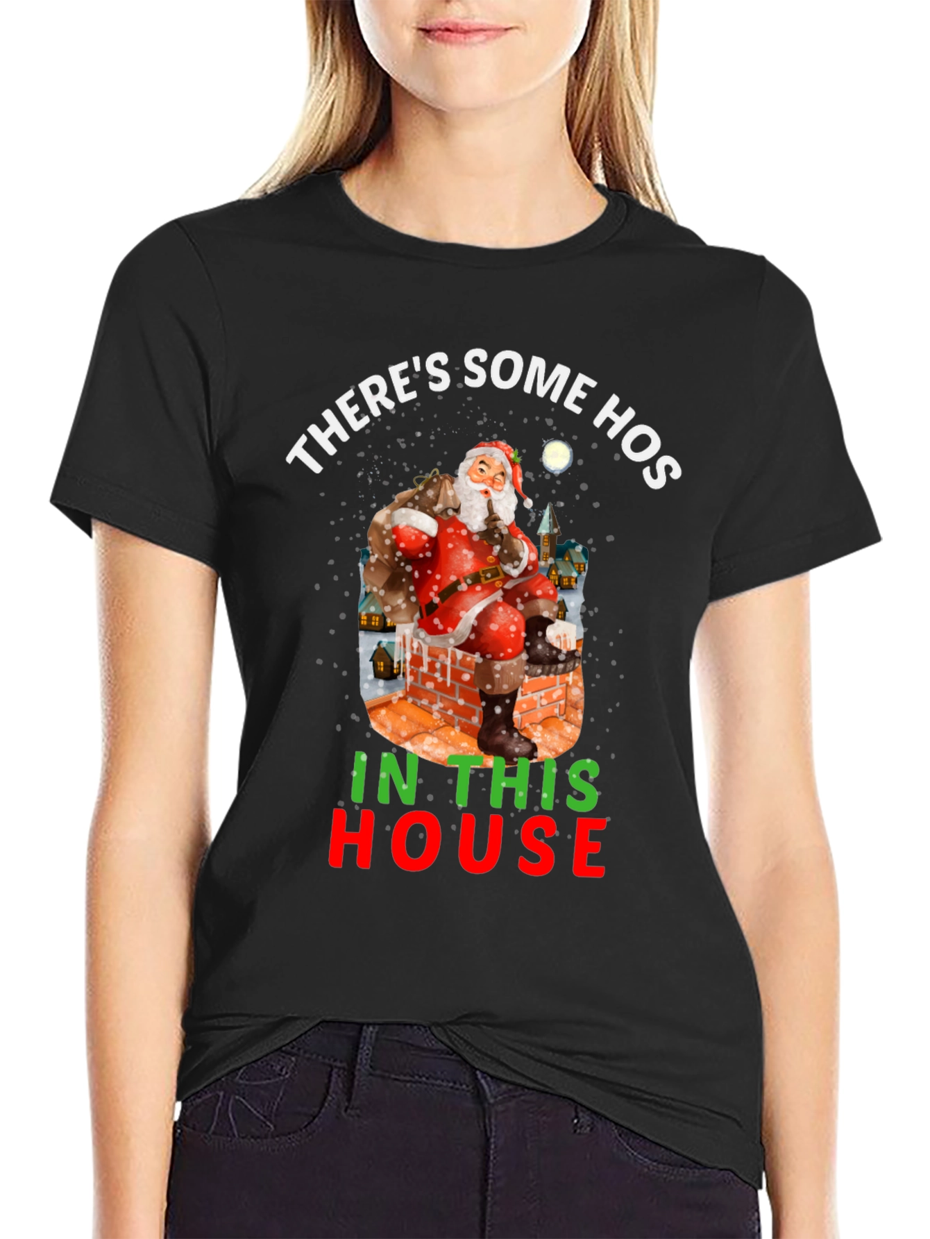 Black There's Some Hos In This House Holiday Shirt view 2