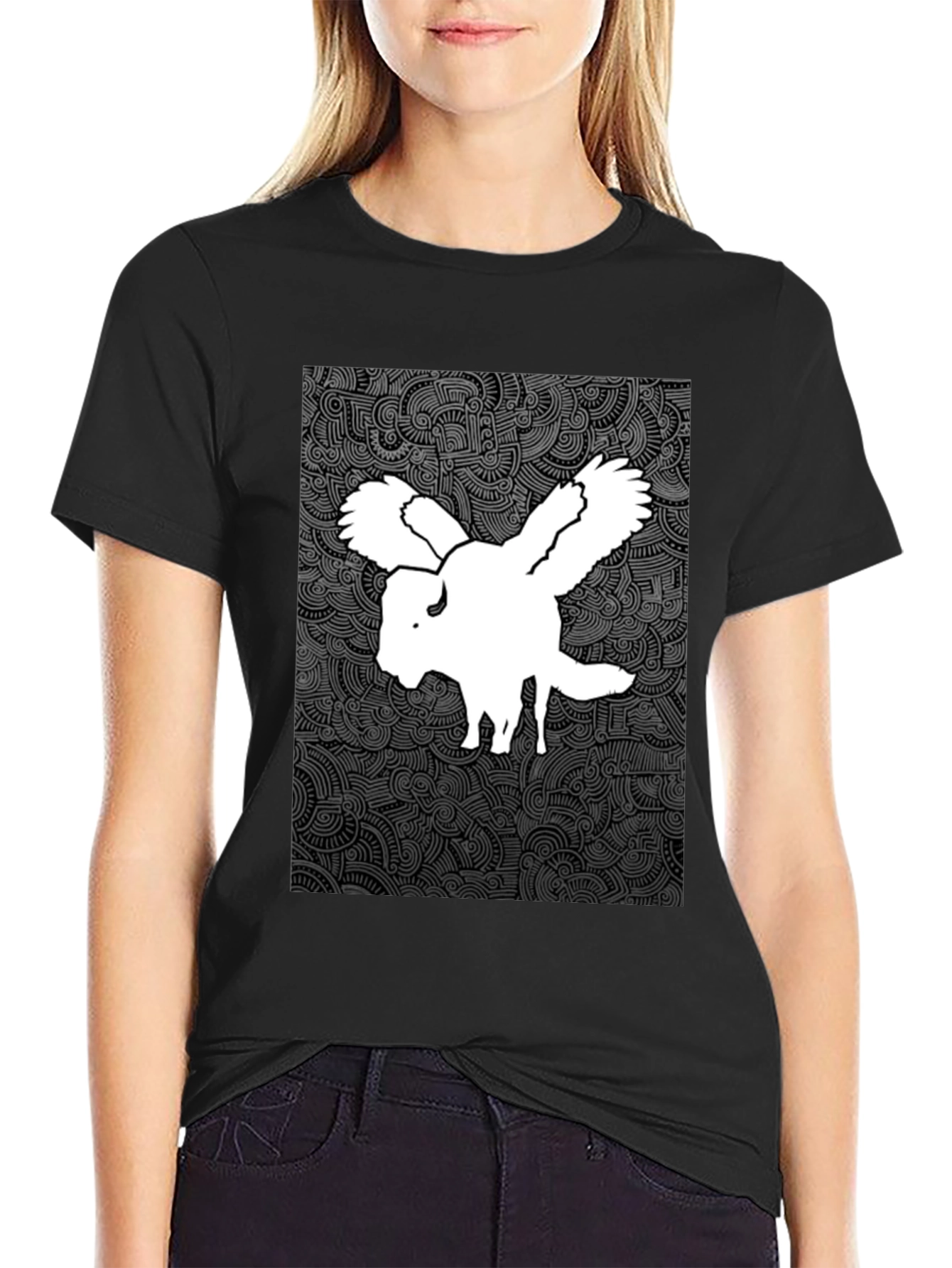 Black Winged Buffalo Graphic Tee - Black Cotton Shirt view 2